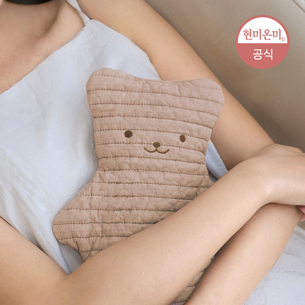 현미온미 온미베어 허리 찜질팩 배 복부 따뜻하게 온찜질 곡물 생리 핫팩 누렁이(현미)