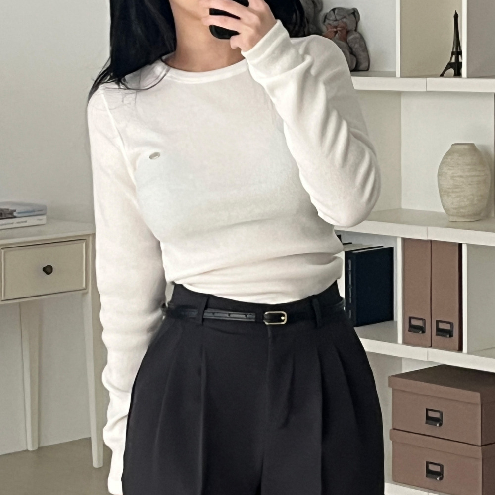 도톰한티셔츠 기모이너티 여성긴팔티 - 상세 이미지 2
