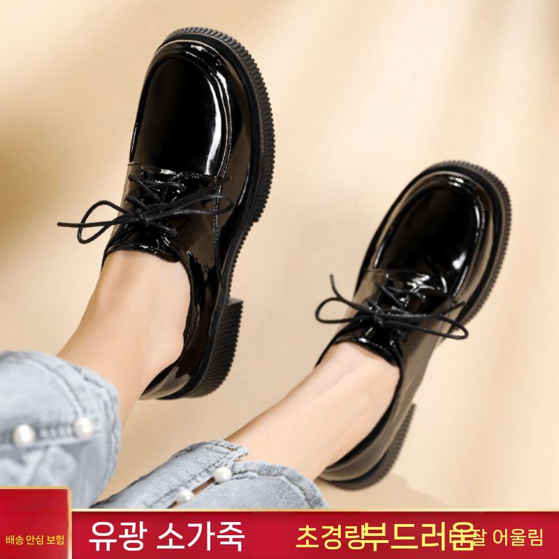 둥근 신발 앞코 정장구두 가죽 둥근코 여름 통굽 가을 적포도주 35 이미지 6
