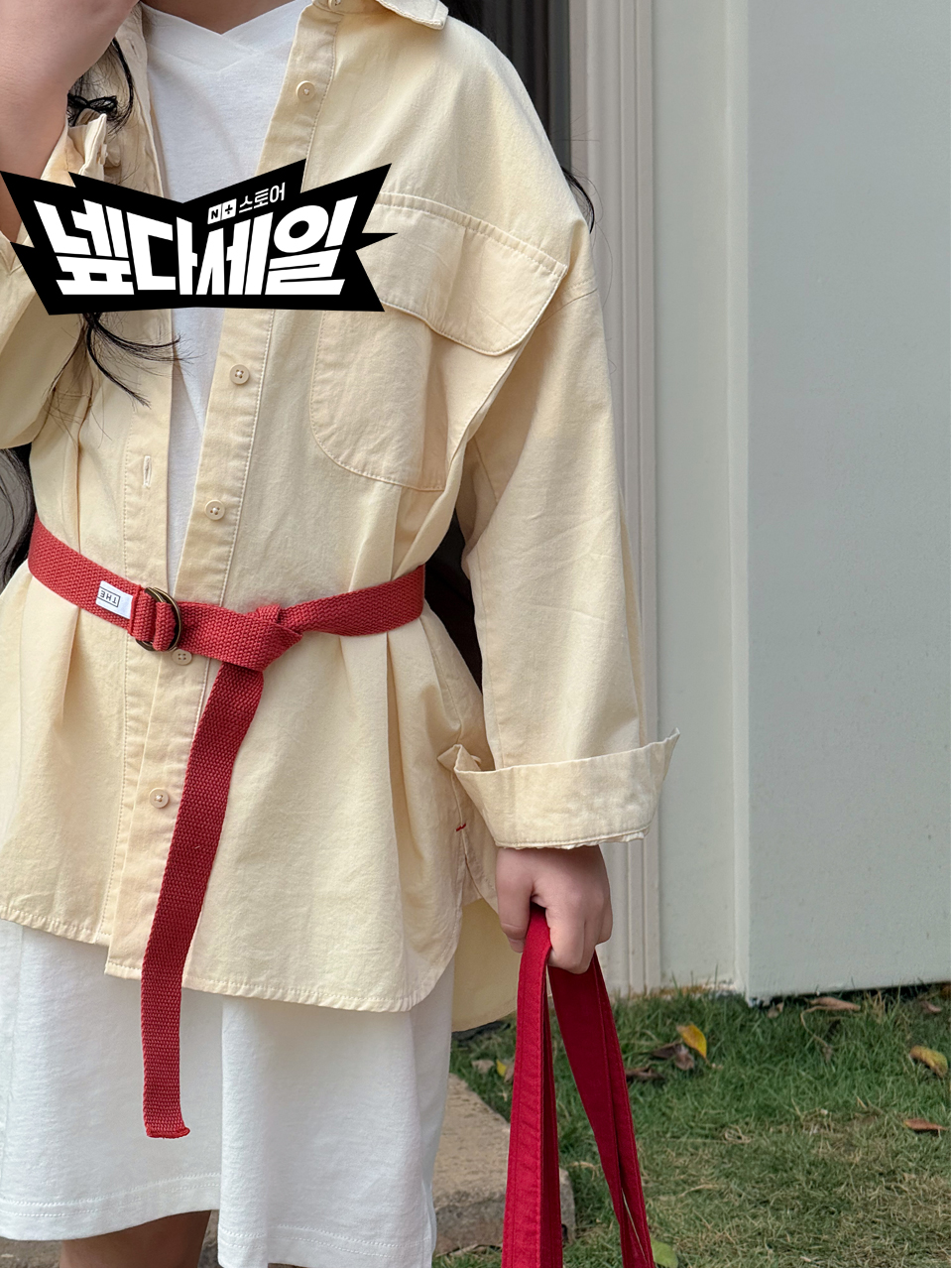 Irene's Closet 빅포켓 박시 롱 셔츠 유아 주니어 봄 간절기 - 상품 이미지