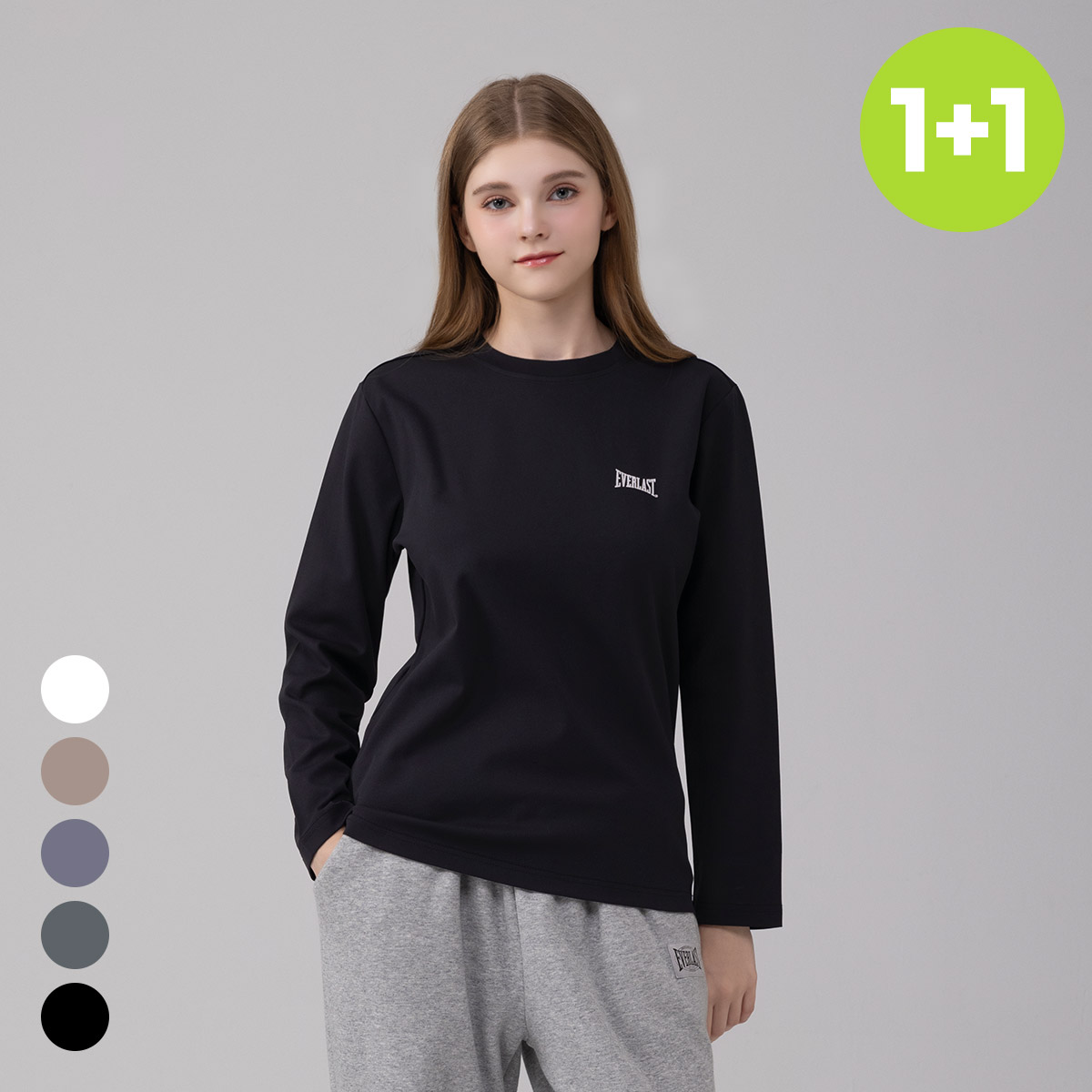 에버라스트 1+1 여성 레귤러핏 긴팔 티셔츠 기본티 제품 이미지