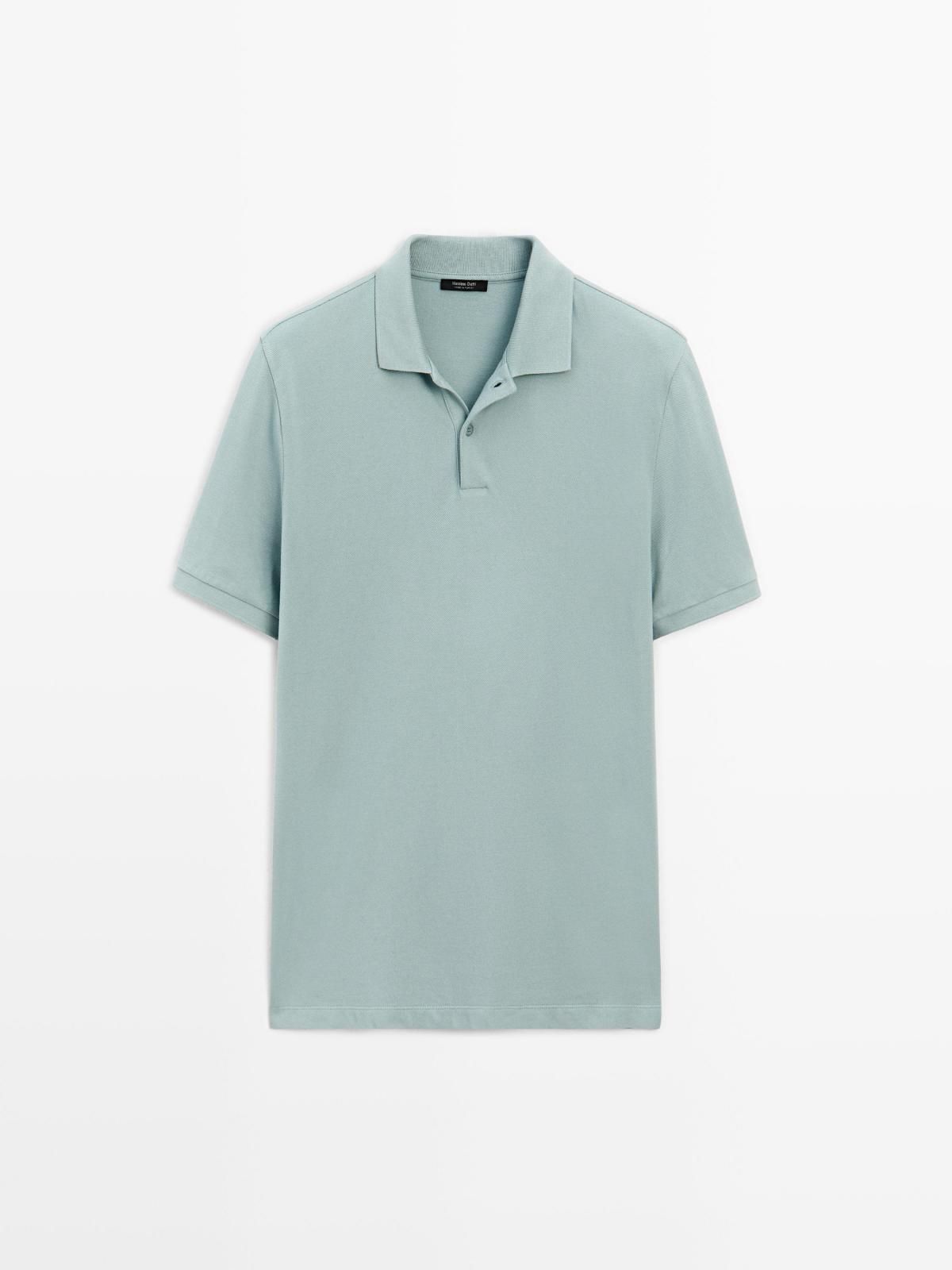 마시모두띠 마이크로 텍스처 피케 코튼 반팔 폴로셔츠 0744/244 PASTEL BLUE - 메인 이미지