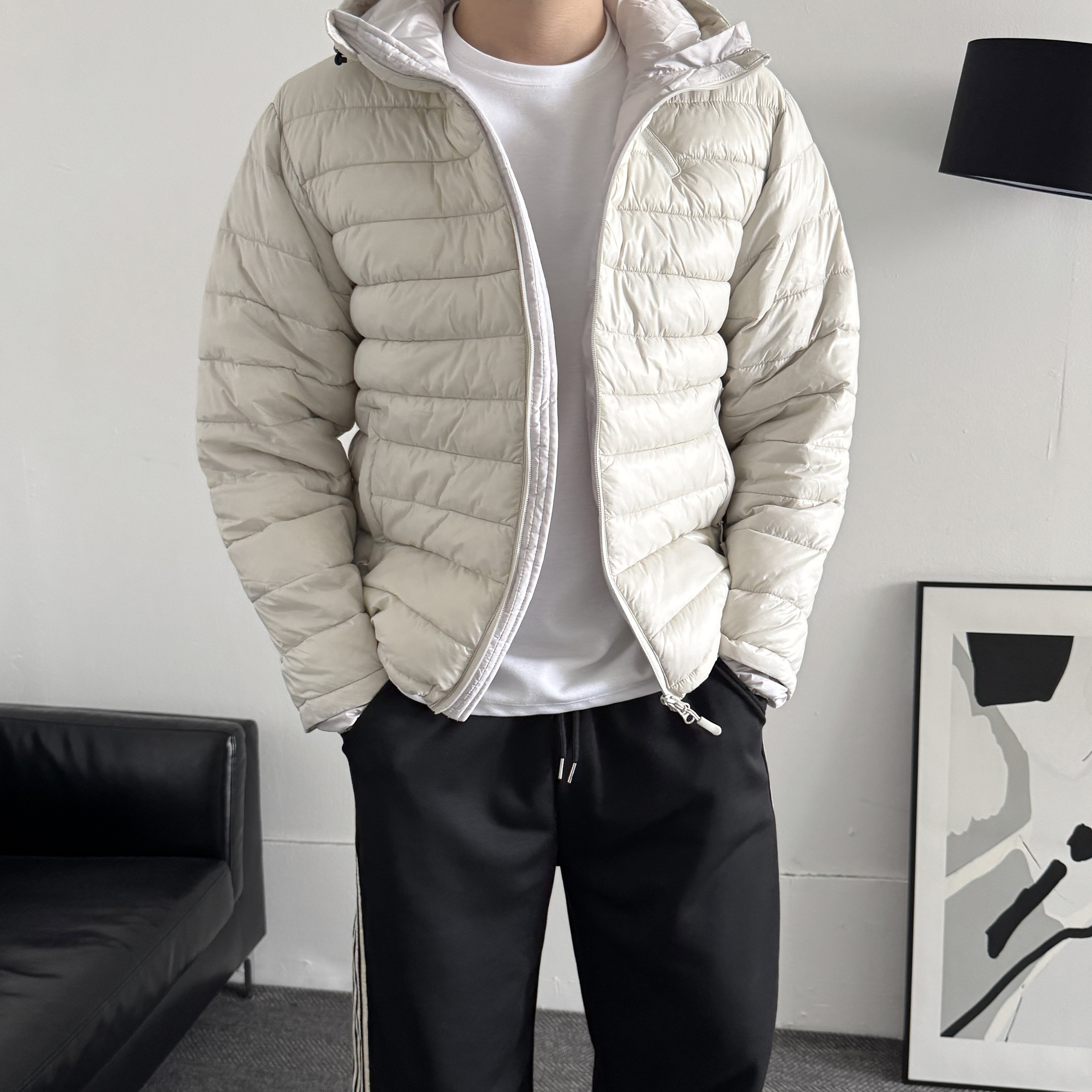 남자경량패딩 아노락패딩 후드 - 상세 이미지 3