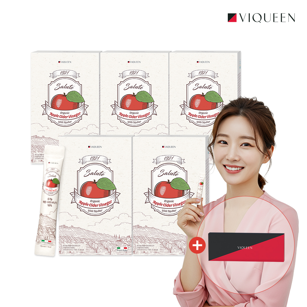바이퀸 1921살루트 유기농 애플사이다비니거 애사비 1박스 x15포 225ml, 5개 - 메인 이미지