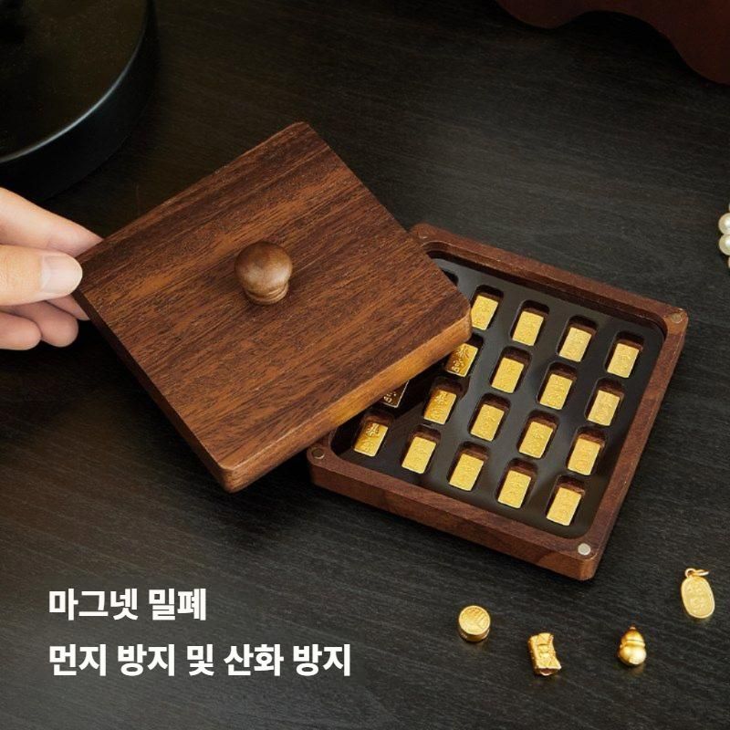 미니골드바 보관함 골드빈 쥐똥금 보관 상자 월넛 1단 20칸 - 상세 이미지 3
