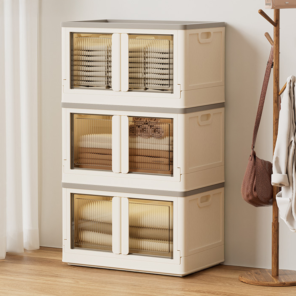 양문형 적층 리빙박스 팬트리 플라스틱 옷정리함 소형 옷장 수납 정리함