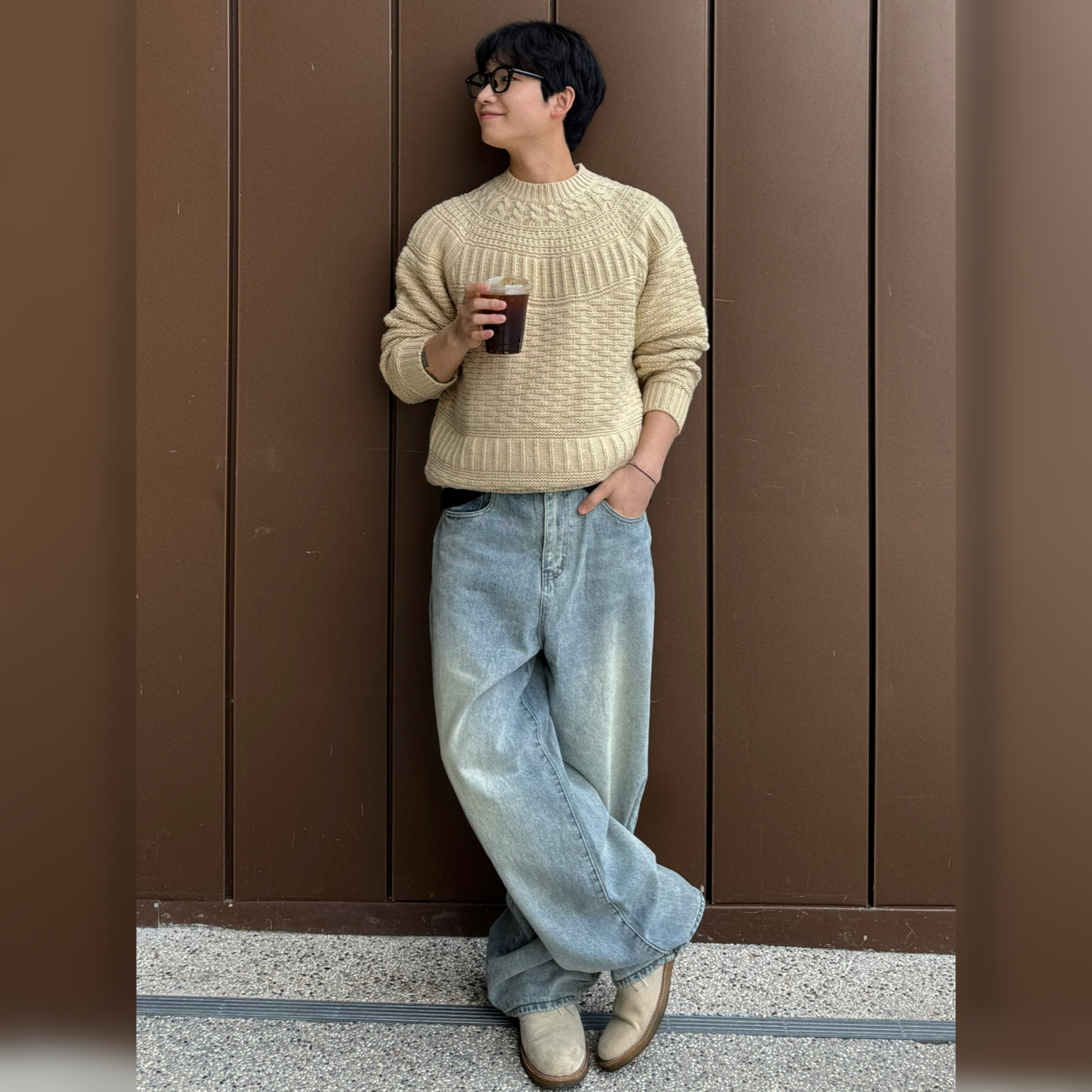 (남녀공용) 프리미엄 올웨어 워싱 와이드 데님팬츠 / 사계절 베이직 연청 청바지 - 상품 이미지