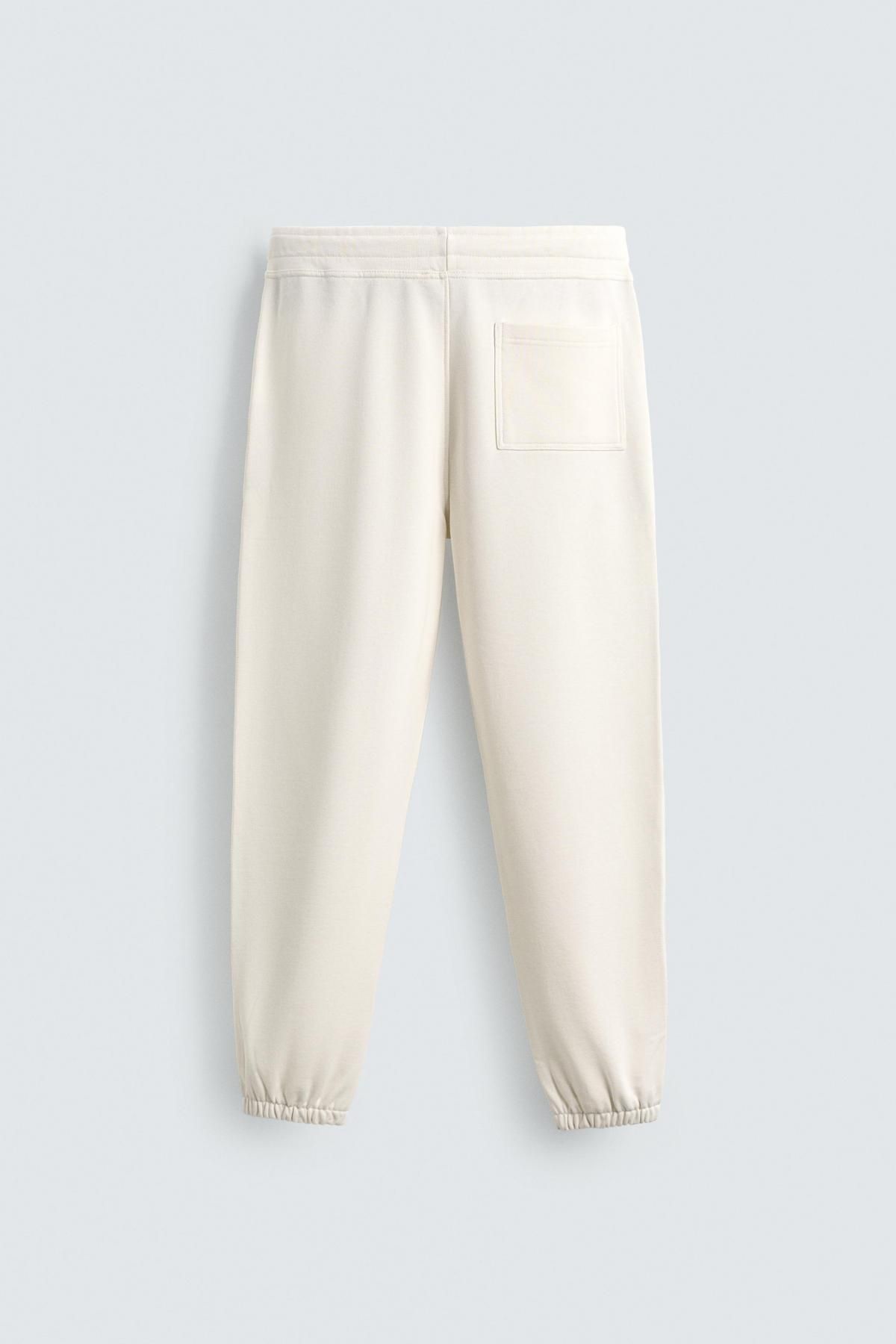 자라 아이보리 코튼 베이직 조거팬츠 0761/372 OYSTER-WHITE - 상세 이미지 2
