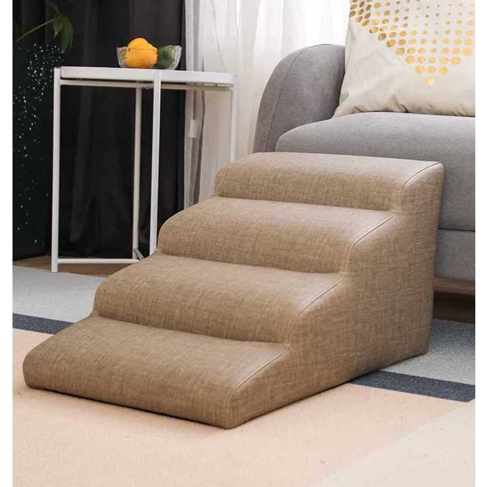 강아지 계단 연결형 미끄럼방지 쿠션 소파 침대용 라이트브라운 4단 + 40x72x40cm - 상세 이미지 3