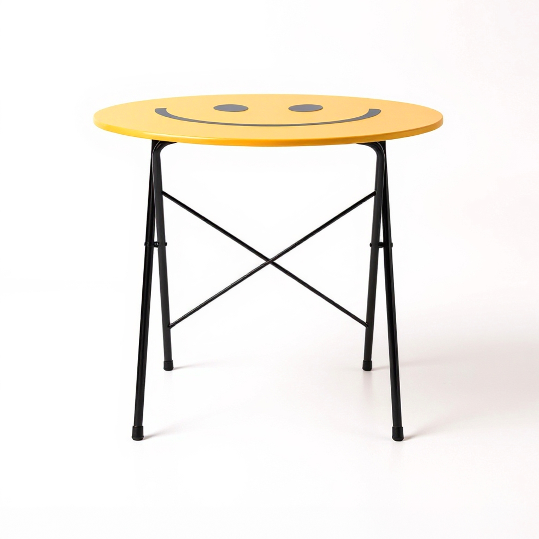 HOMATO 접이식테이블 라운드 D80 옐로우스마일 1548.0934