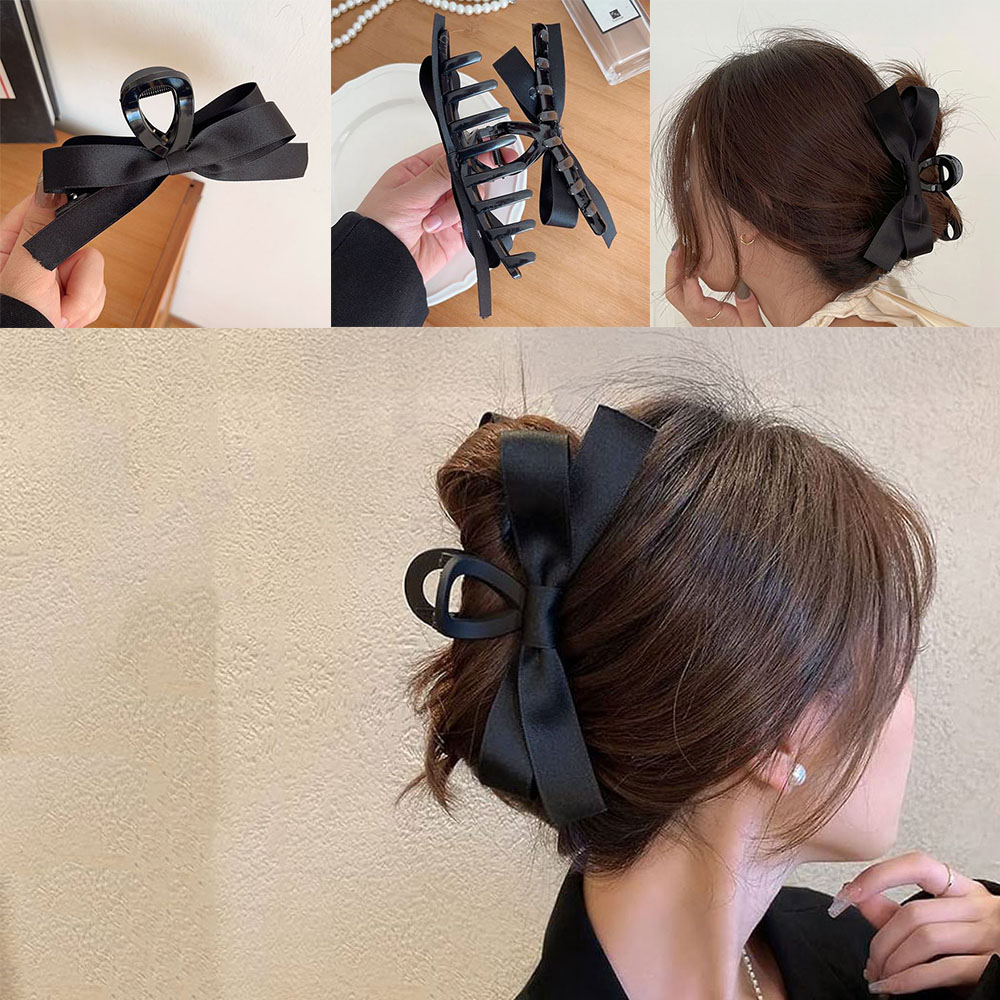 여성 리본 헤어집게 2개입 올림머리 패션 머리핀 - 상품 이미지