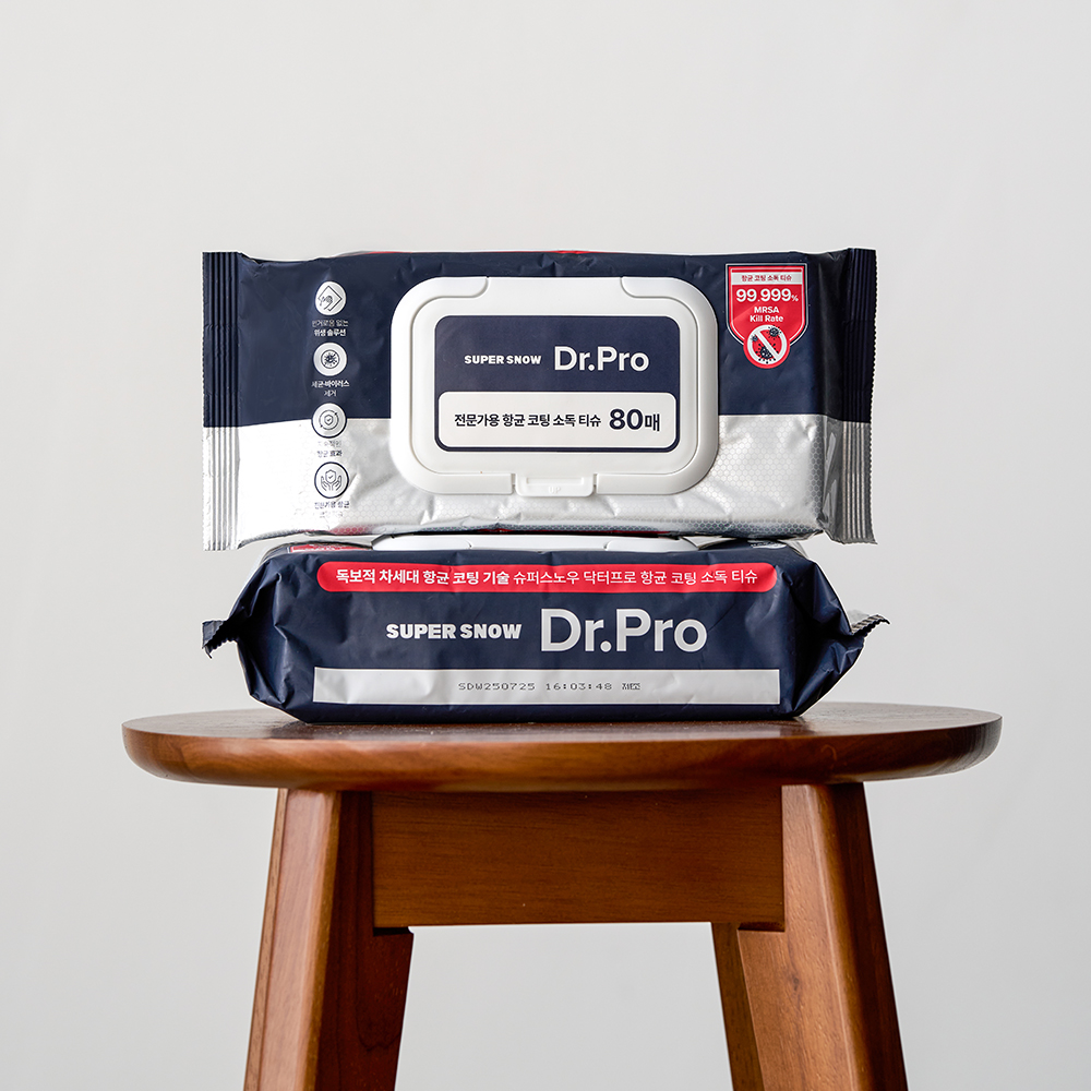 살균 소독 세정 곰팡이 억제 제거 슈퍼스노우 닥터 프로(Dr. Pro) 와입스 80매, 4팩