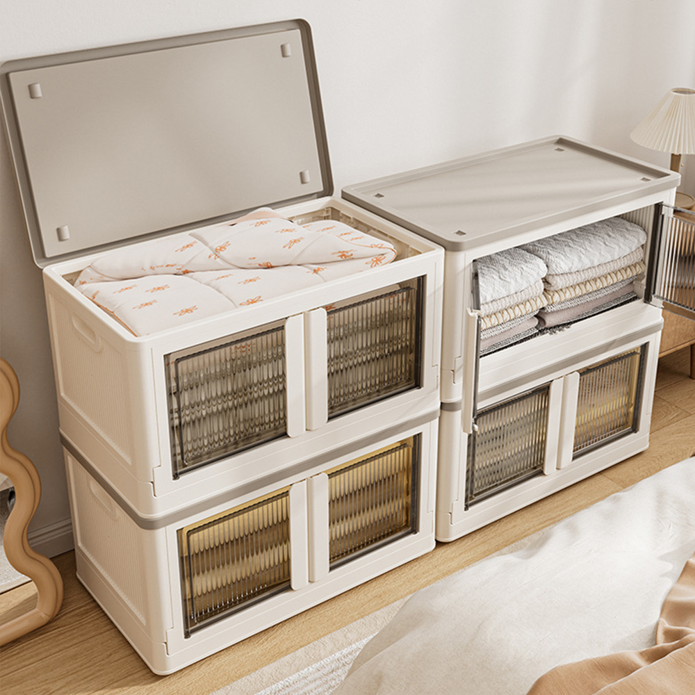 양문형 적층 리빙박스 팬트리 플라스틱 옷정리함 소형 옷장 수납 정리함