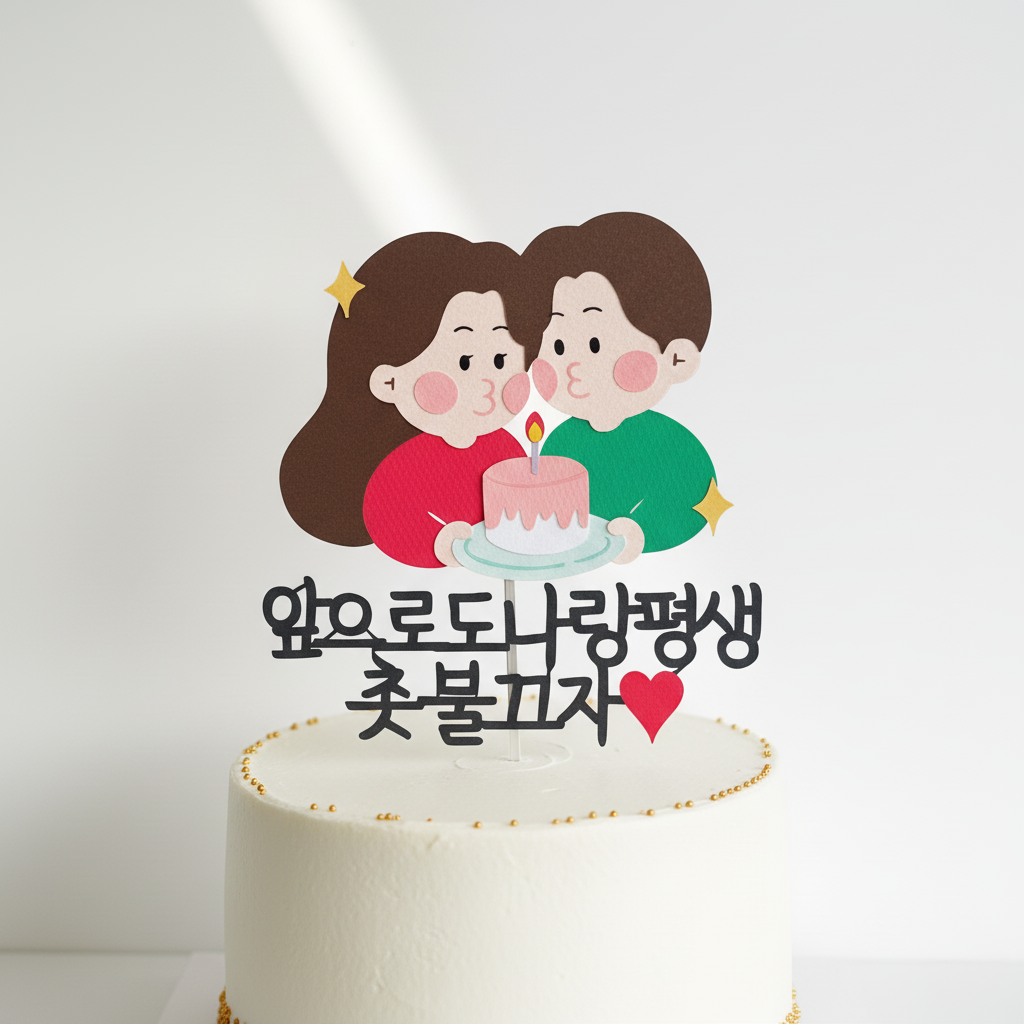 결혼기념일토퍼 100일 1주년 1000일 여친 남친 남편 부부 축하 생일 케이크 - 상품 이미지
