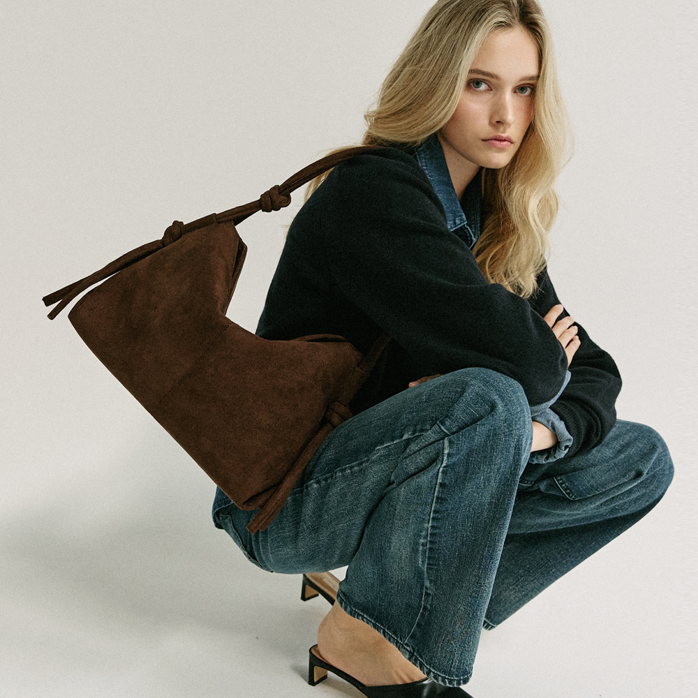 NODI BAG 호보백 숄더백 스웨이드 브라운