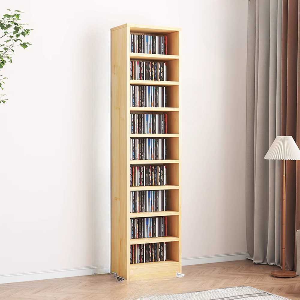공간절약 슬림형 DVD 선반 다용도 수납 인테리어용 원목 + 180x40x20cm(9단) - 상품 이미지