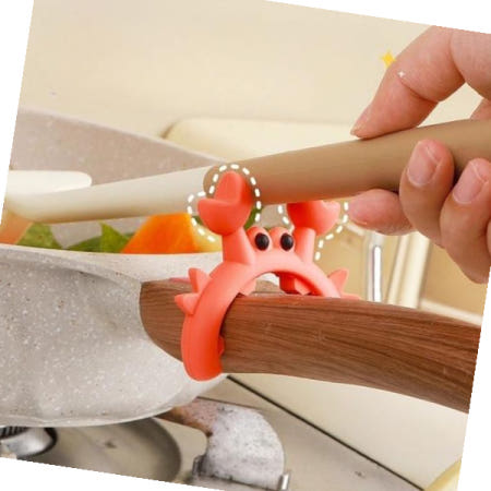 실리콘 후라이팬 국자 조리도구 받침대 레드 꽃게 1P