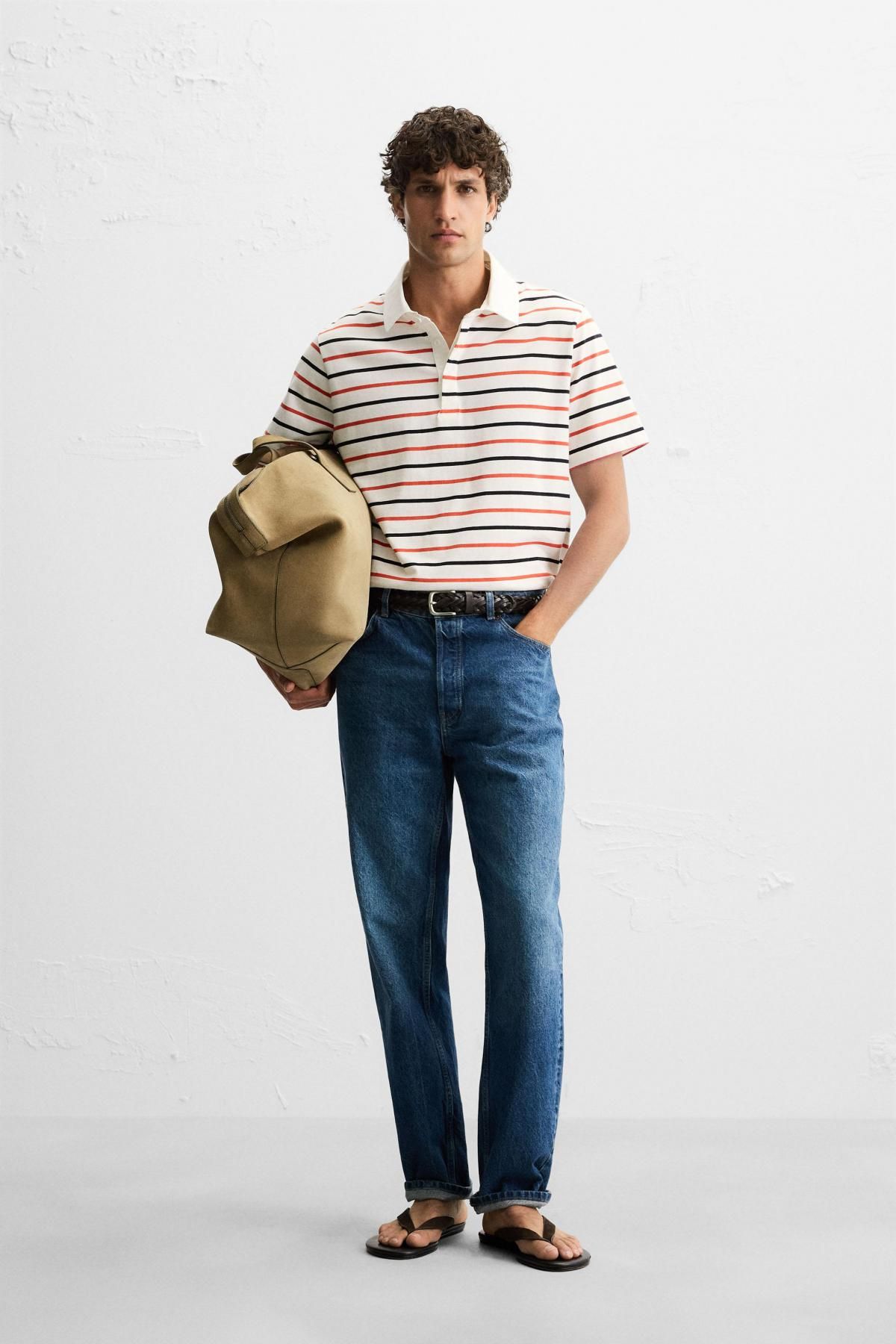 자라 스트라이프 레귤러핏 반팔 테크니컬 폴로셔츠 0722/324 STRIPED - 상세 이미지 2