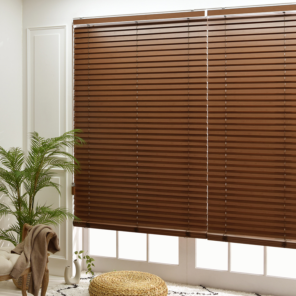 아라크네 라운드 우드 블라인드 암막 오동나무 원목 거실 베란다 창문 40x40