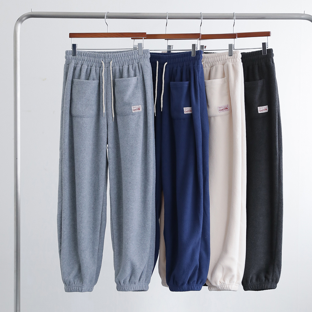 [오픈할인/정상가14900] 플리스 라벨 포켓 스트링 데일리 허리밴딩 원마일웨어 팬츠 - 상품 이미지