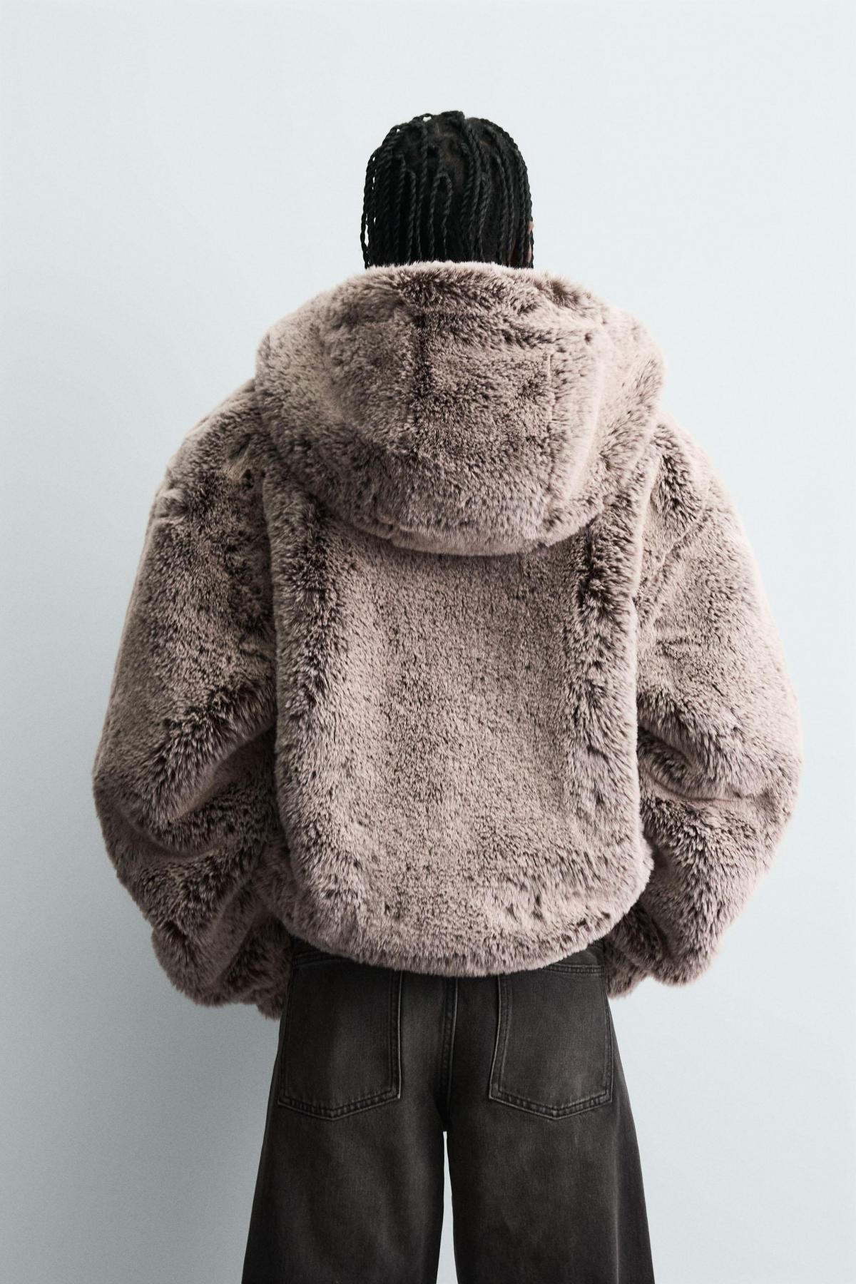 자라 테크니컬 퍼 후드 집업 자켓 0993/700 BROWN / TAUPE - 상세 이미지 4