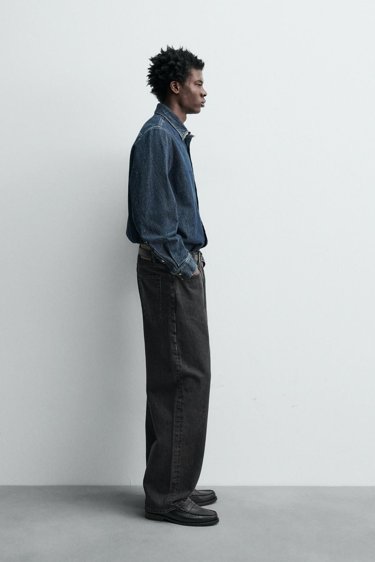 자라 와이드핏 데님 배기 청바지 3991/312 BLACK - 상세 이미지 5