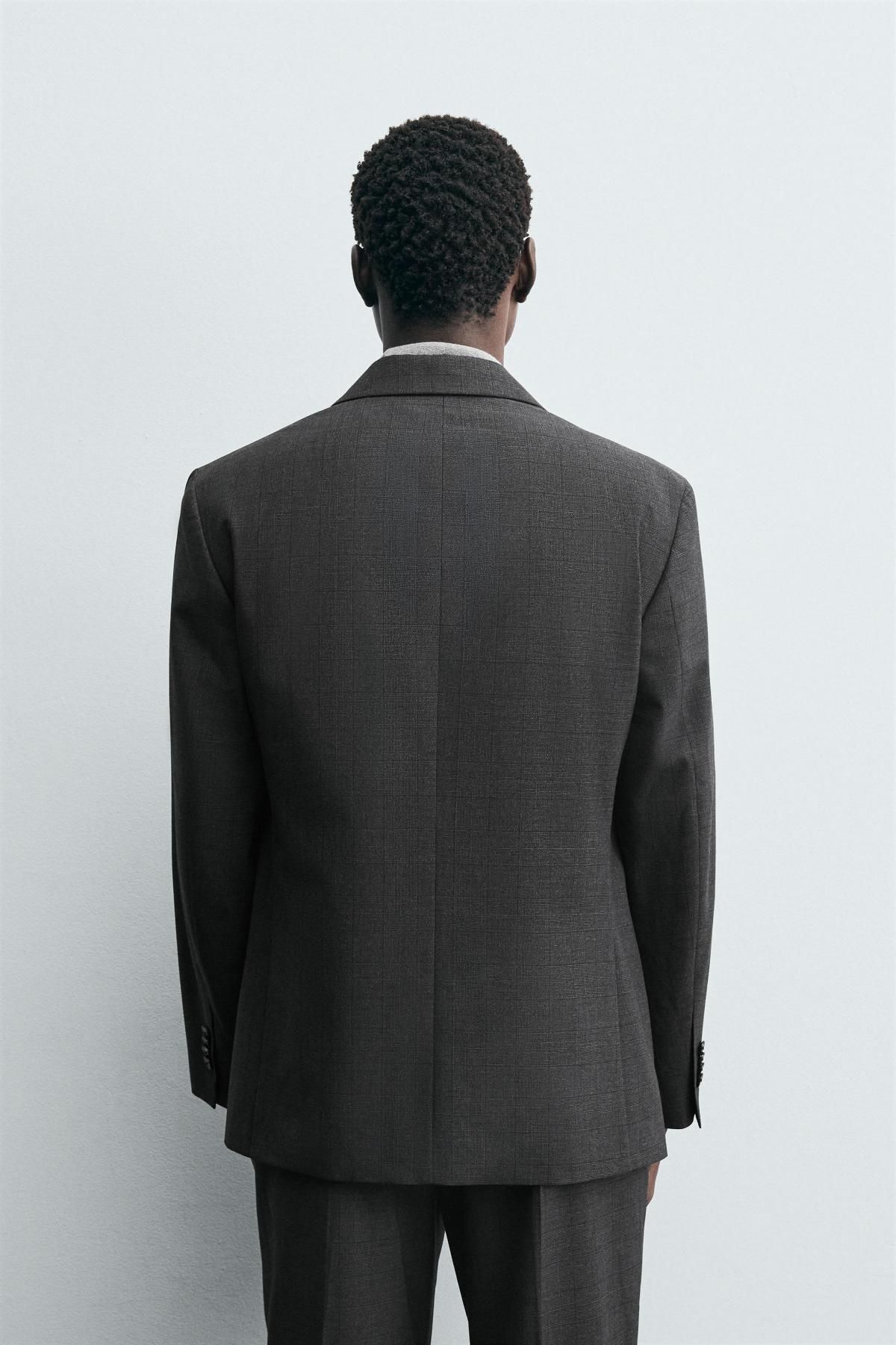 자라 체크 클래식 테일러드 블레이저 1564/350 ANTHRACITE GREY - 상세 이미지 4