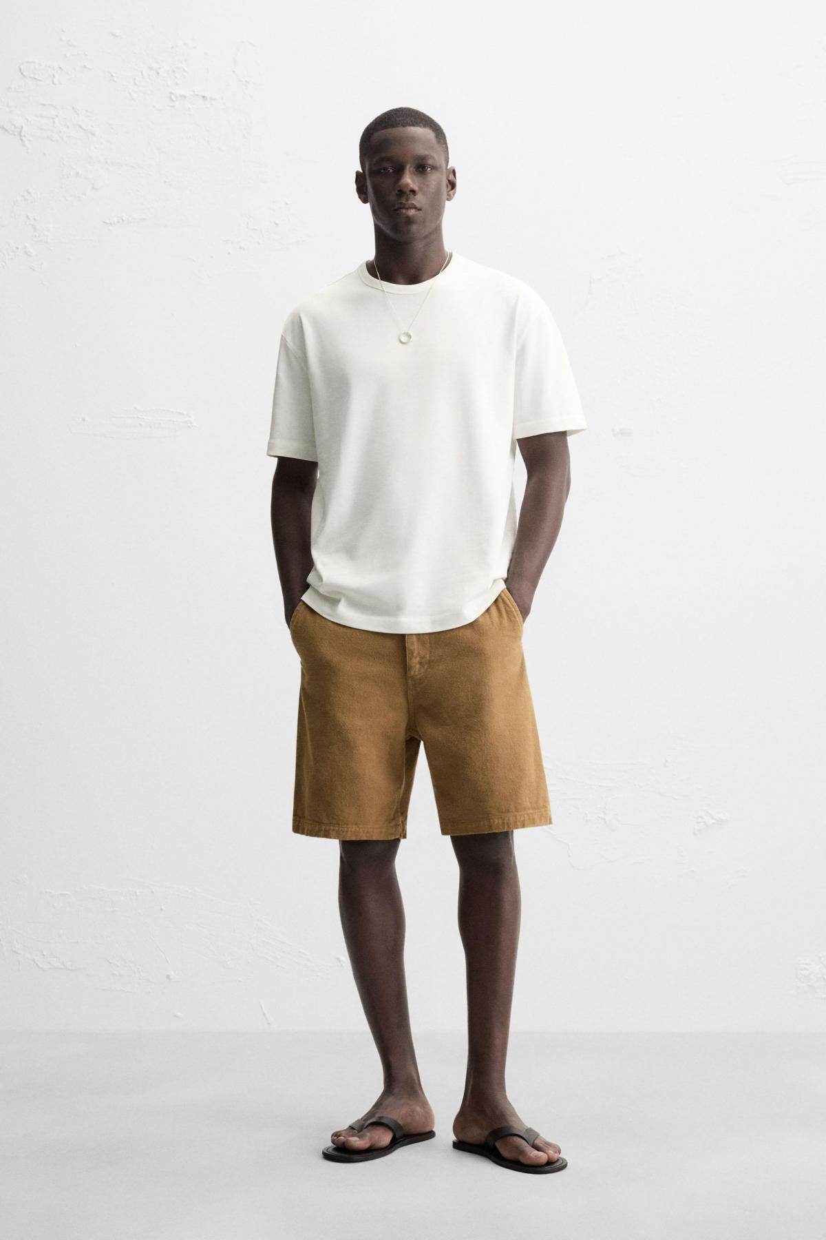 자라 헤비웨이트 립 컴팩트 코튼 반팔 티셔츠 4087/300 OYSTER-WHITE - 상세 이미지 2