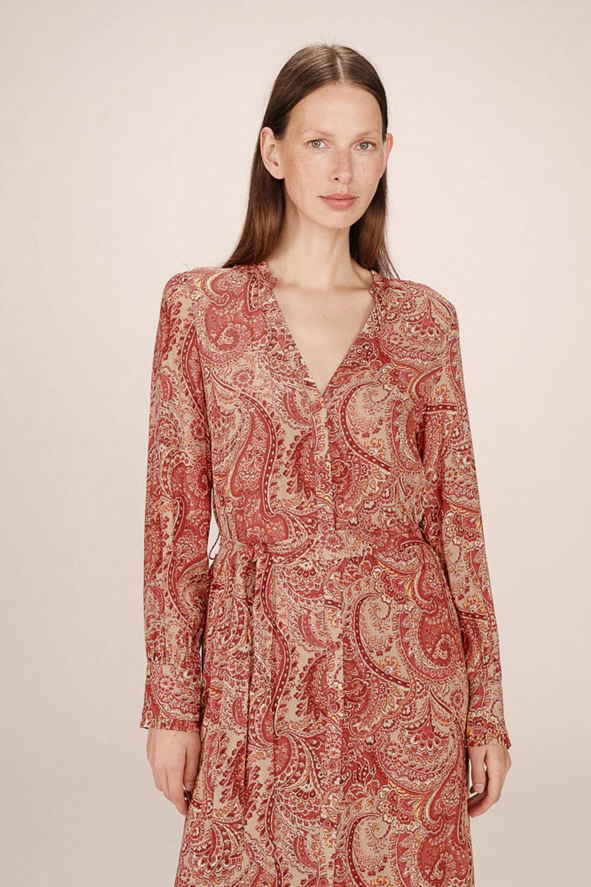 그레이스앤밀라 보헤미안 페이즐리 패턴 롱 원피스 6442268 CORAL - 상세 이미지 3