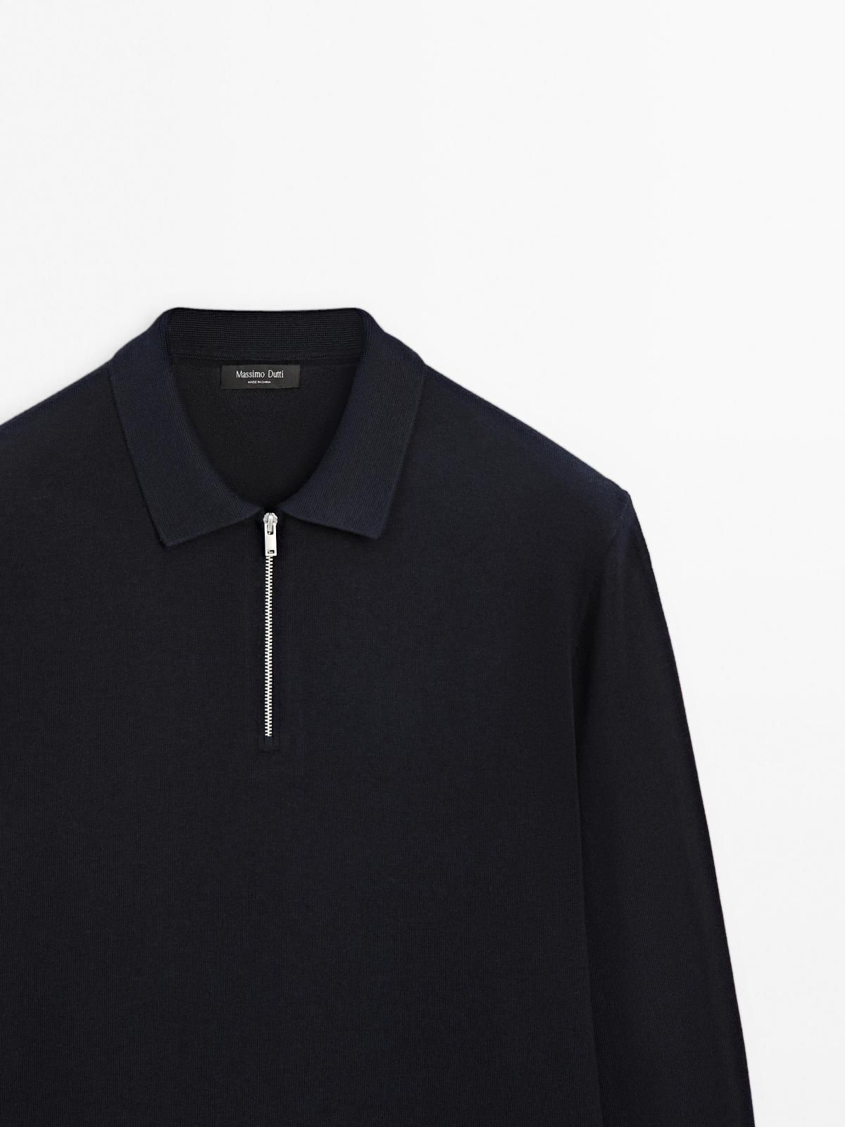 마시모두띠 코튼 블렌드 집업 폴로 니트 스웨터 0964/206 NAVY BLUE 이미지 7