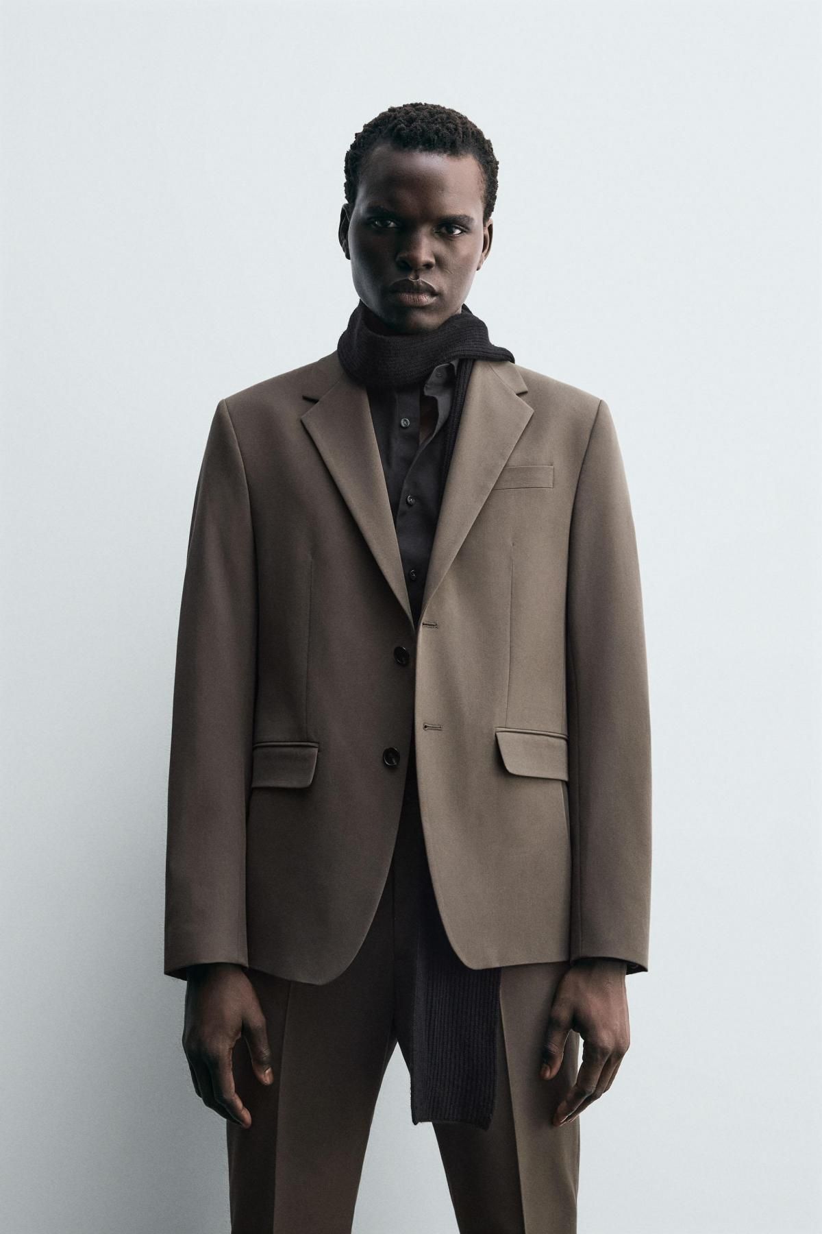 자라 슬림핏 테크니컬 컴포트 수트 블레이저 1564/300 BROWN / TAUPE - 상세 이미지 3