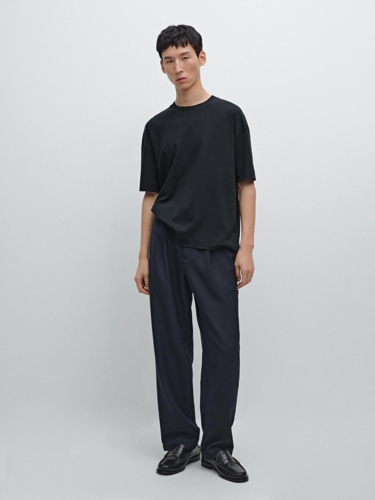 마시모두띠 미니멀 박시핏 코튼 반팔 티셔츠 0517/700 NAVY BLUE - 상세 이미지 2
