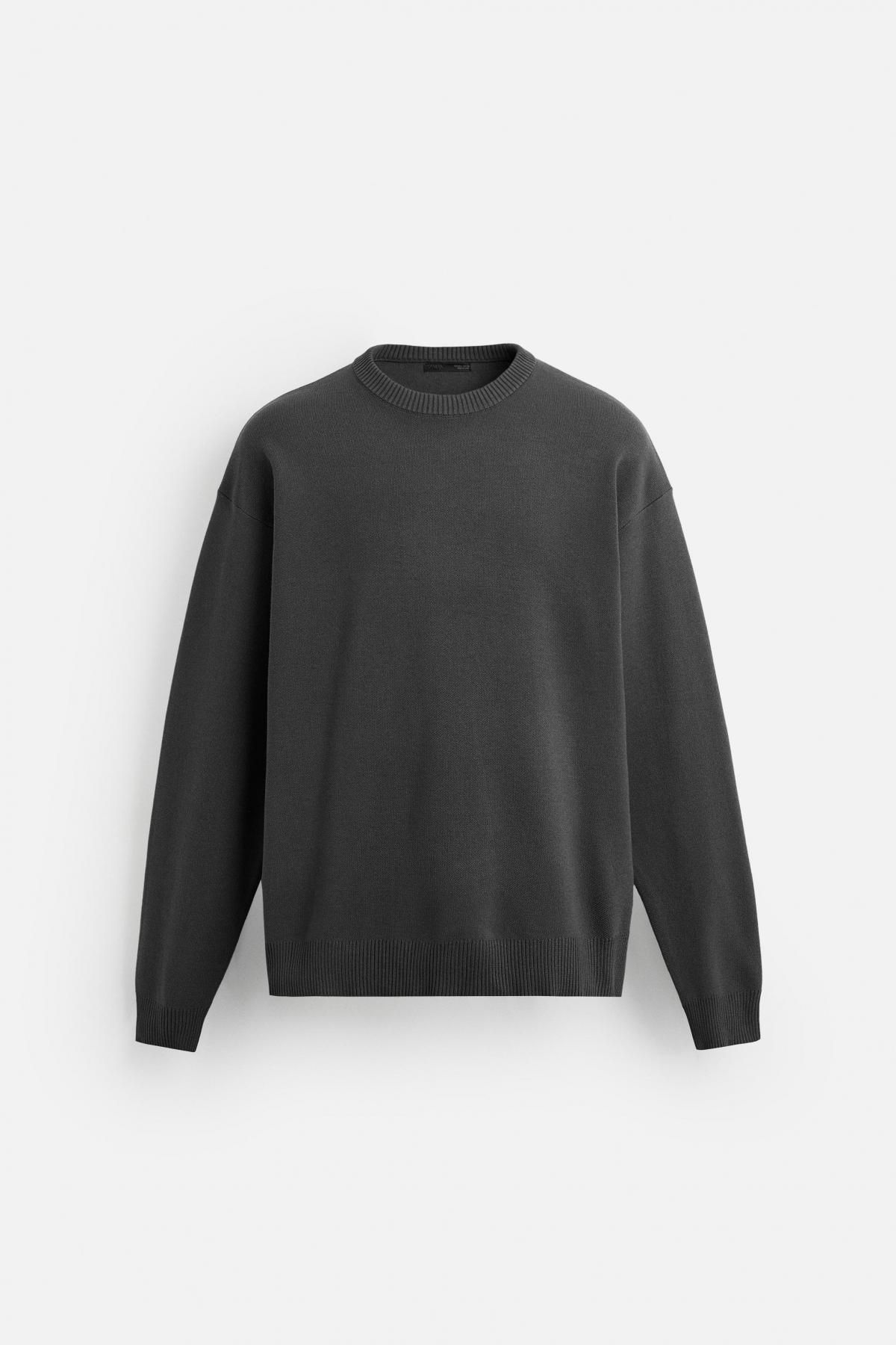 자라 테크니컬 텍스처 소프트 라운드 니트 스웨터 5755/325 ANTHRACITE GREY - 메인 이미지