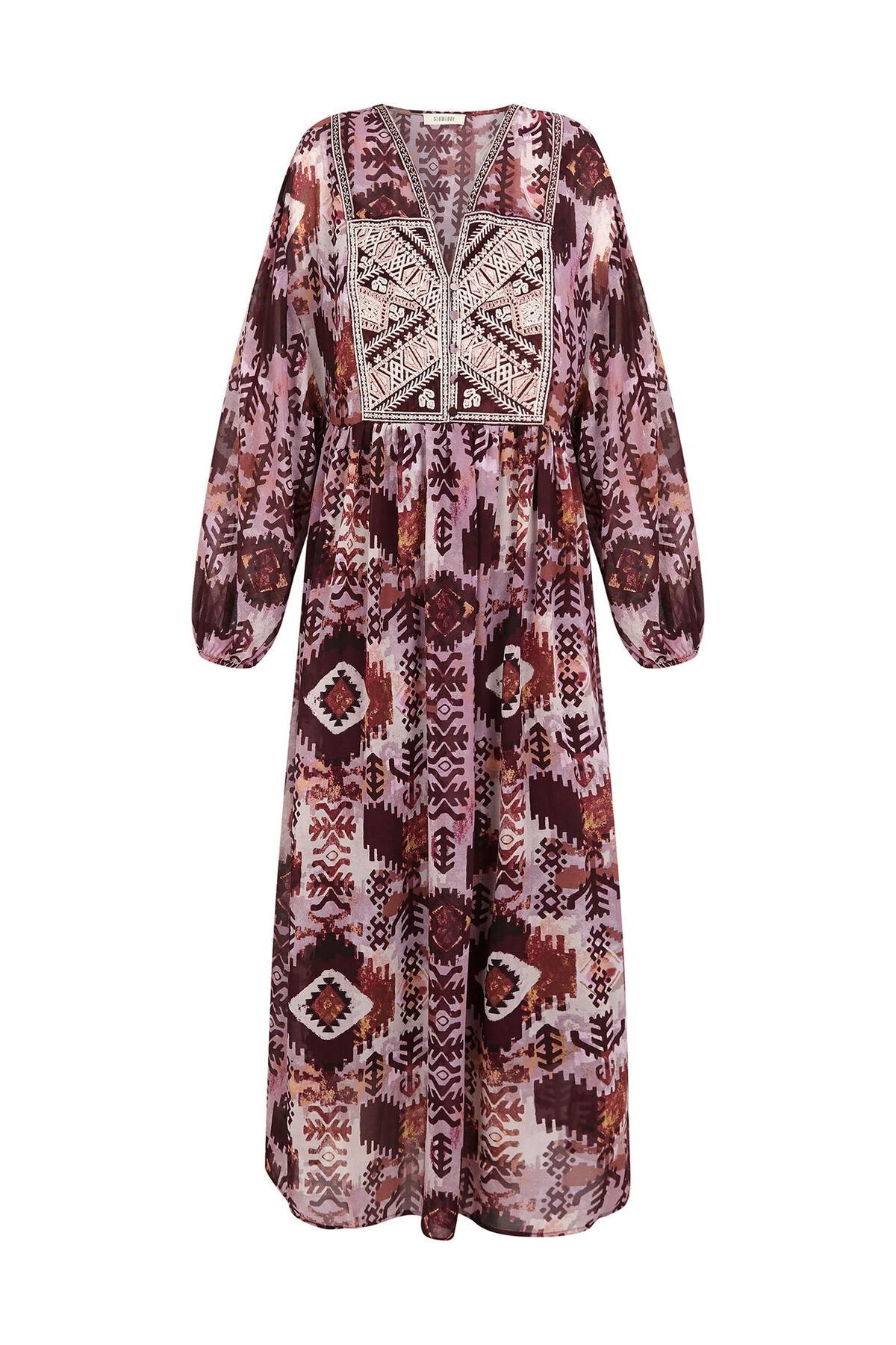 슬로우러브 에스닉 패턴 자수 롱 원피스 6442199 MULTICOLOR - 상품 이미지