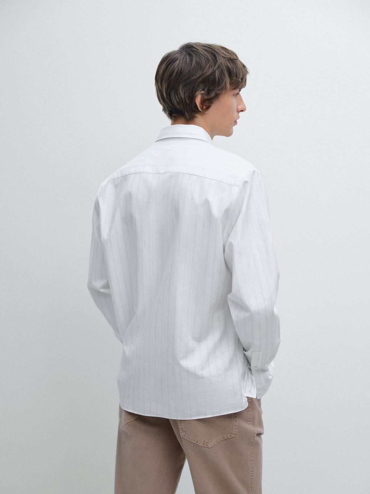 마시모두띠 스트라이프 클래식핏 100 코튼 긴팔 셔츠 1911/251 WHITE - 상세 이미지 4