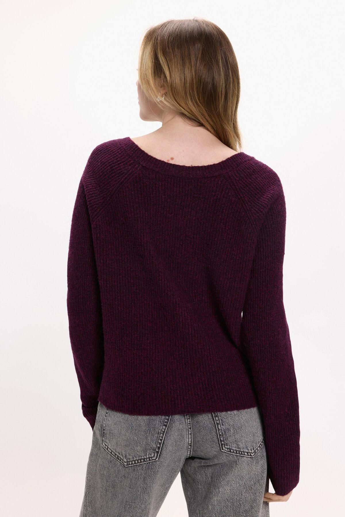 빌라 리버서블 울 브이넥 니트 스웨터 버건디 3762277 MORADO - 상세 이미지 5
