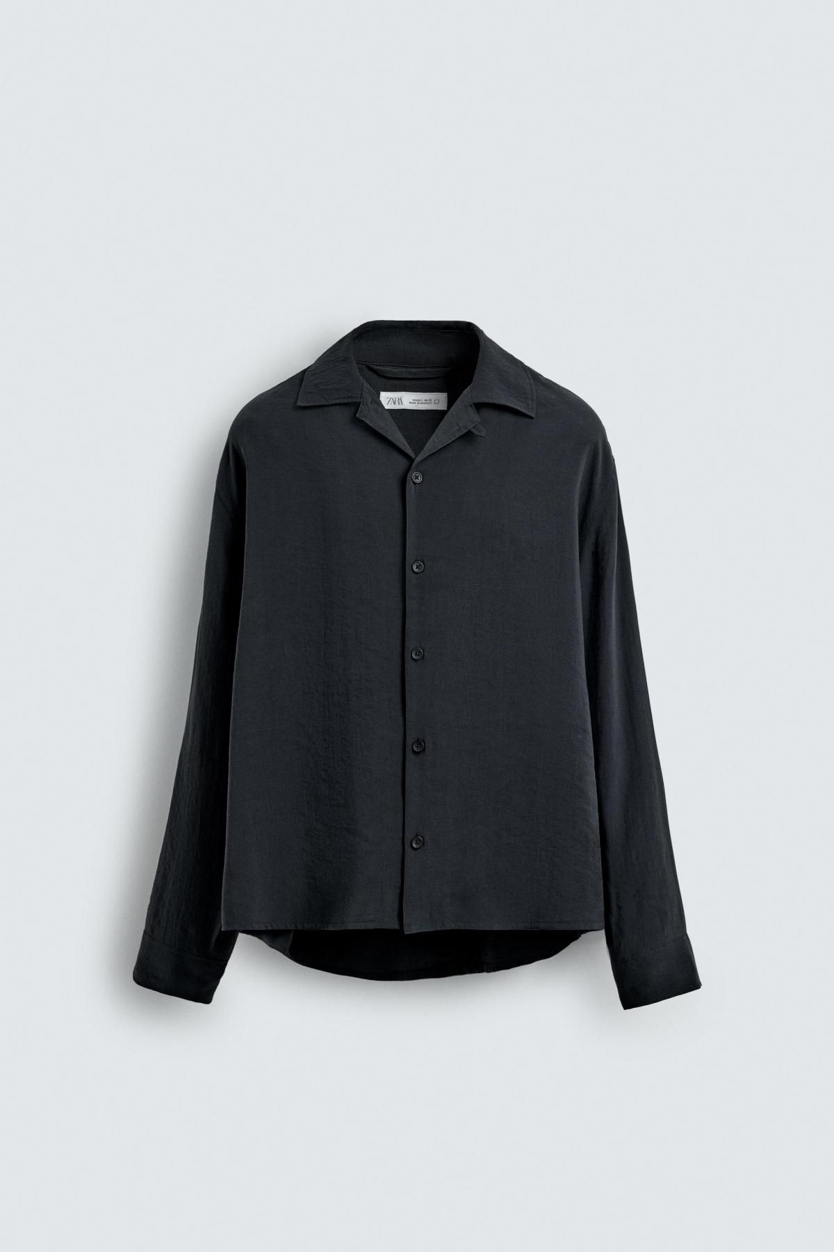 자라 모달 블렌드 루즈핏 테크니컬 긴팔 셔츠 6727/029 BLACK - 메인 이미지
