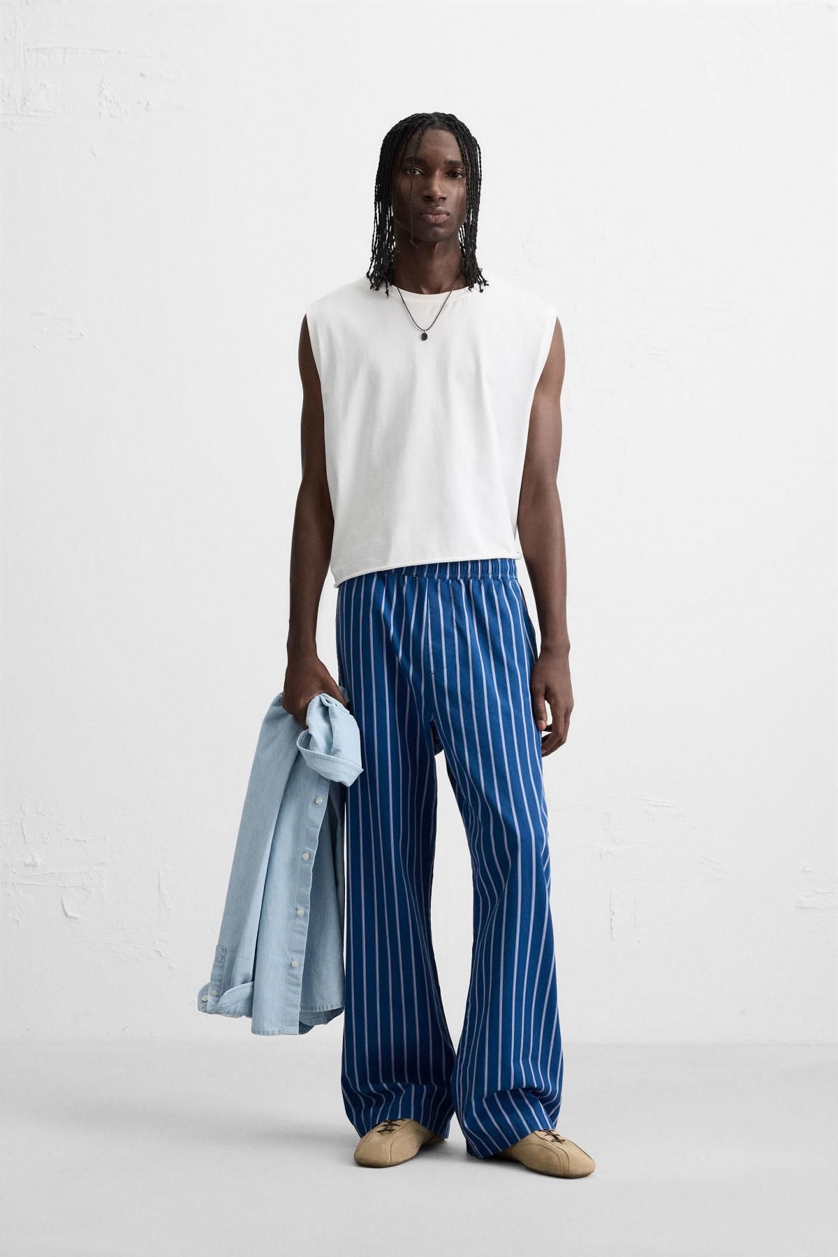 자라 스트라이프 와이드 릴랙스핏 코튼 팬츠 6917/341 STRIPES - 상세 이미지 2