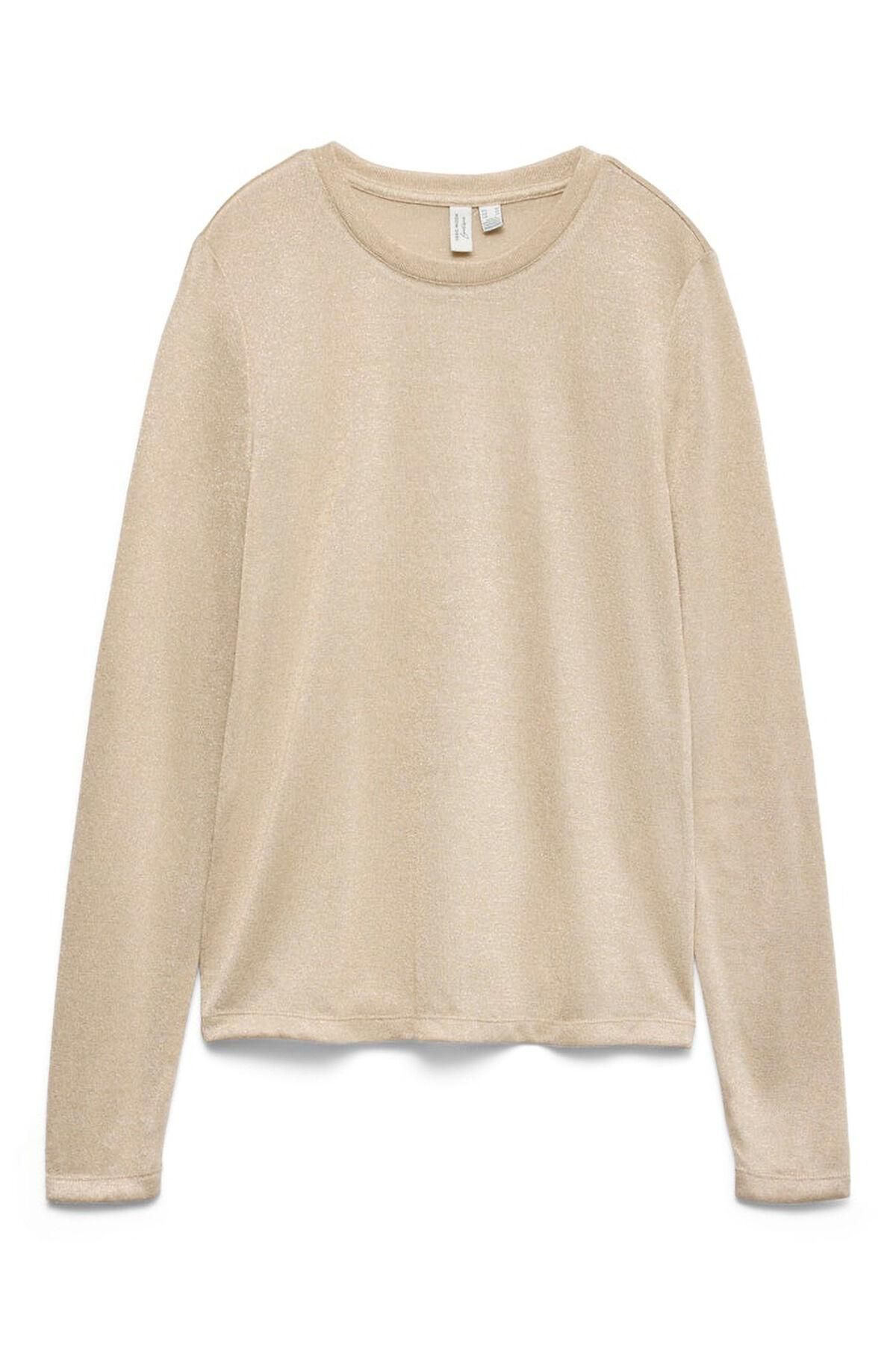 베로모다 메탈릭 라운드넥 니트 탑 아이보리 7762381 BEIGE - 상품 이미지