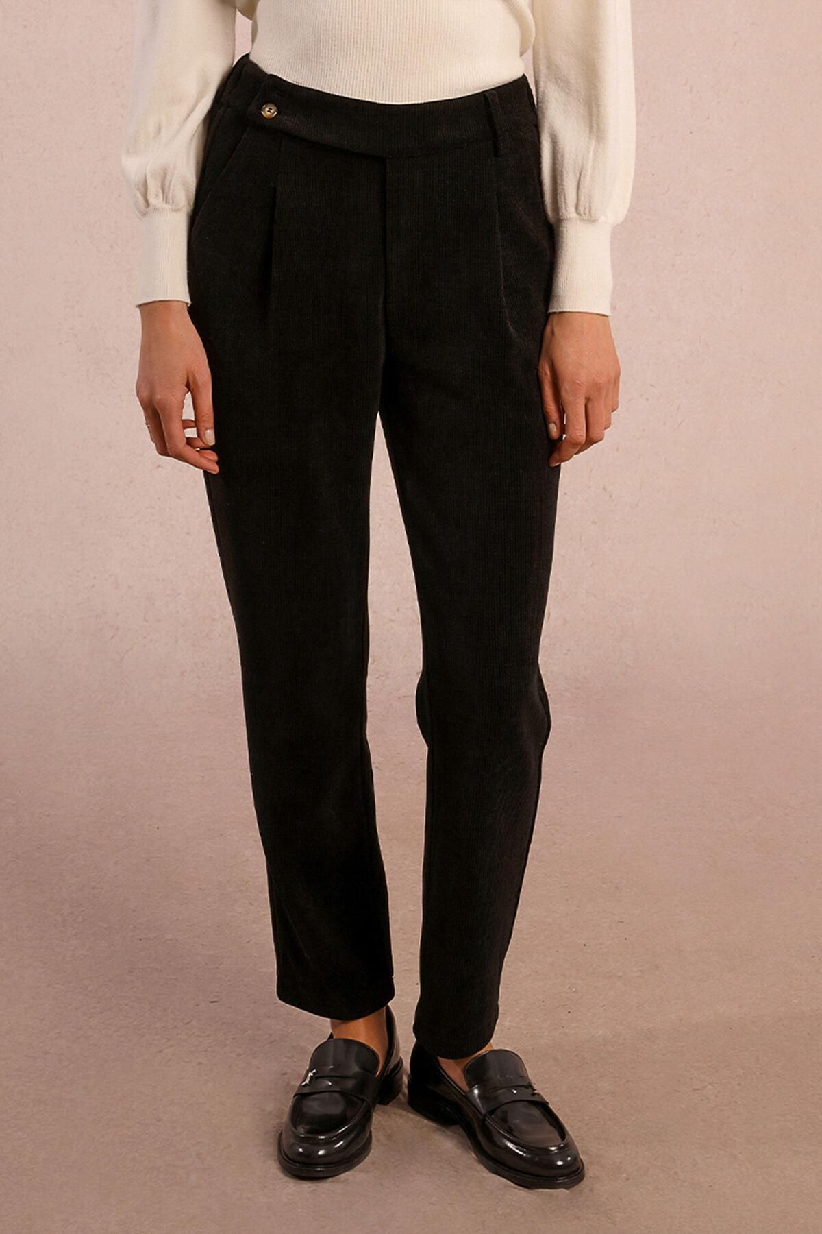 몰리브라켄 하이웨이스트 마이크로 코듀로이 크롭 팬츠 3722167 NEGRO - 상품 이미지