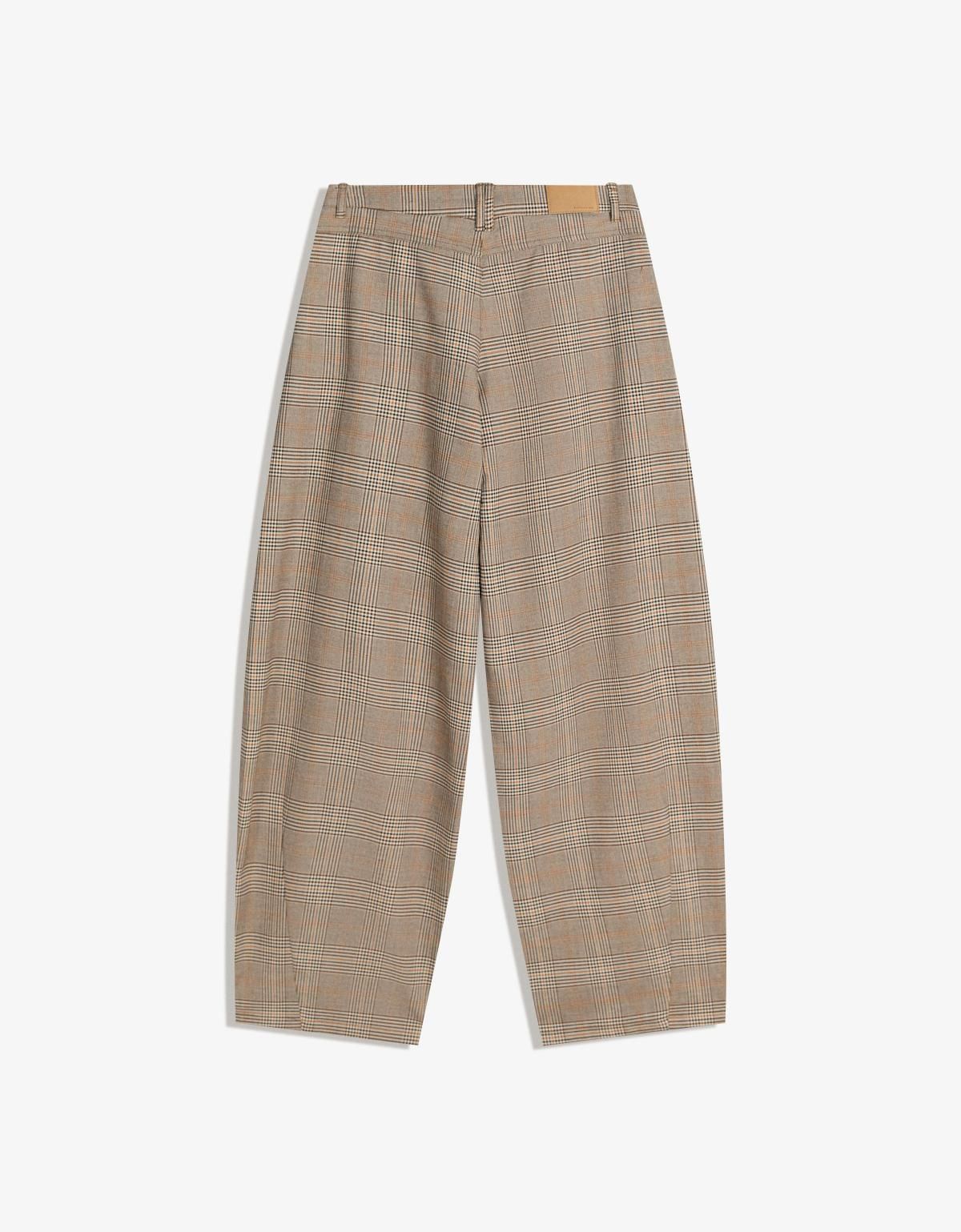 버쉬카 체크 와이드 배럴 레그 팬츠 5154/741 BROWN - 상세 이미지 3