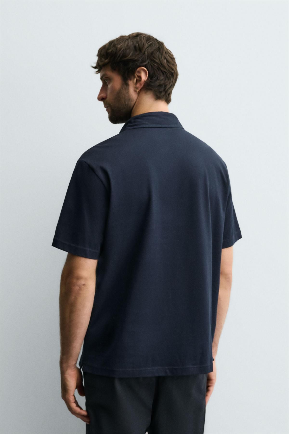 자라 테크니컬 머서라이즈 반팔 폴로 셔츠 5372/328 NAVY BLUE - 상세 이미지 4
