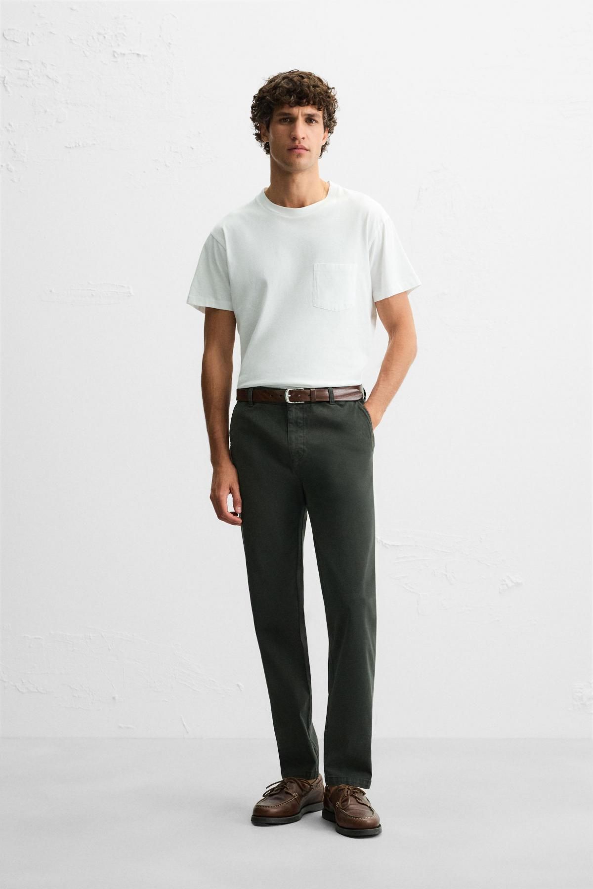 자라 스키니핏 치노팬츠 6786/370 DARK BOTTLE GREEN - 상세 이미지 2