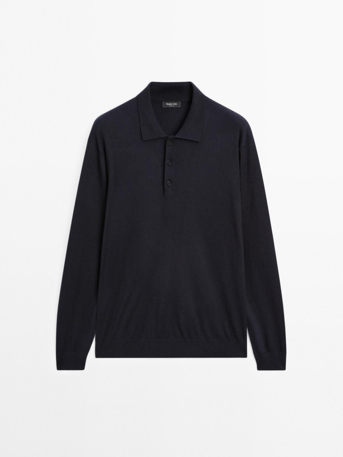 마시모두띠 프리미엄 코튼 블렌드 니트 폴로 스웨터 0993/221 NAVY BLUE - 상품 이미지
