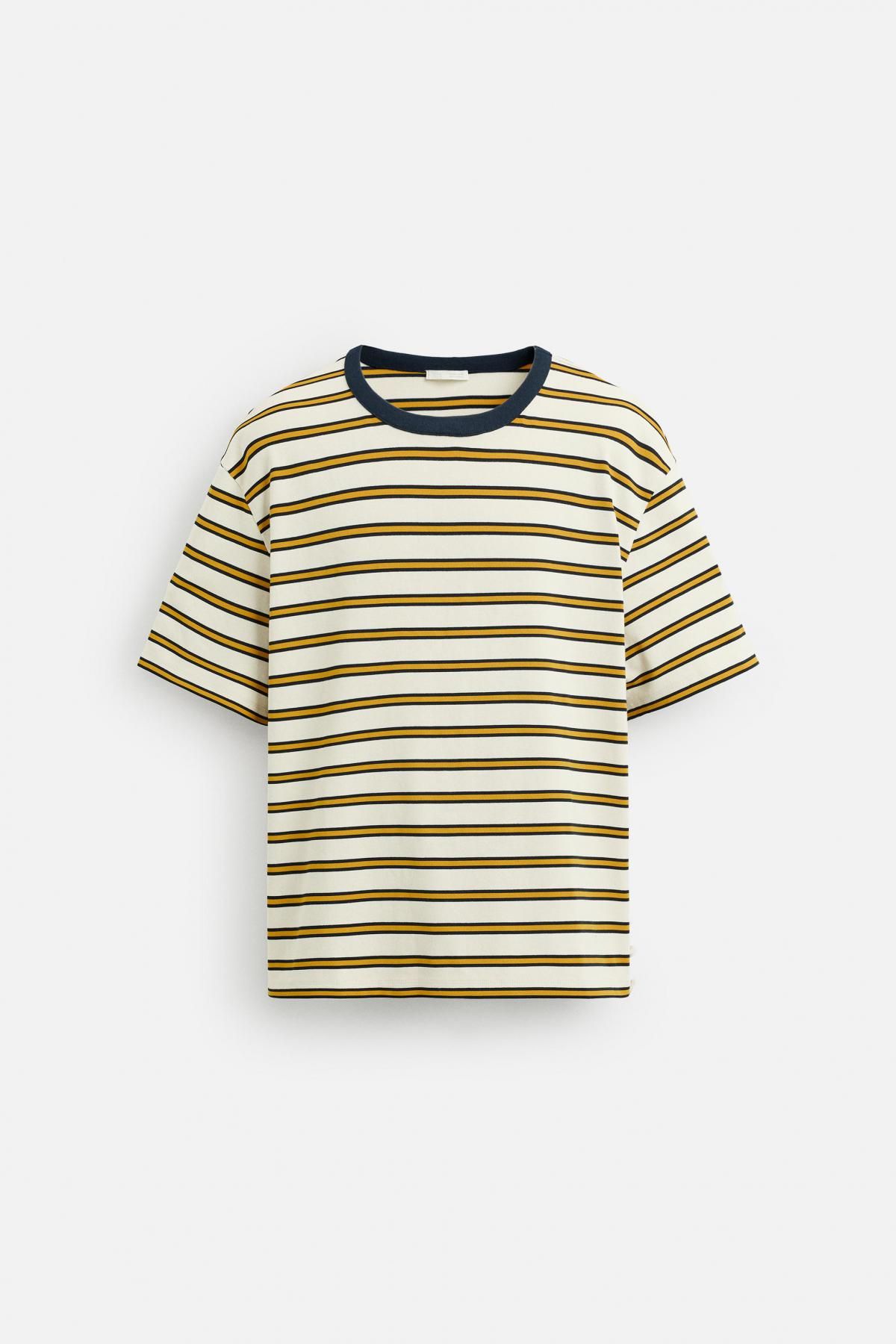자라 스트라이프 테크니컬 반팔 티셔츠 5644/338 ECRU/YELLOW - 메인 이미지