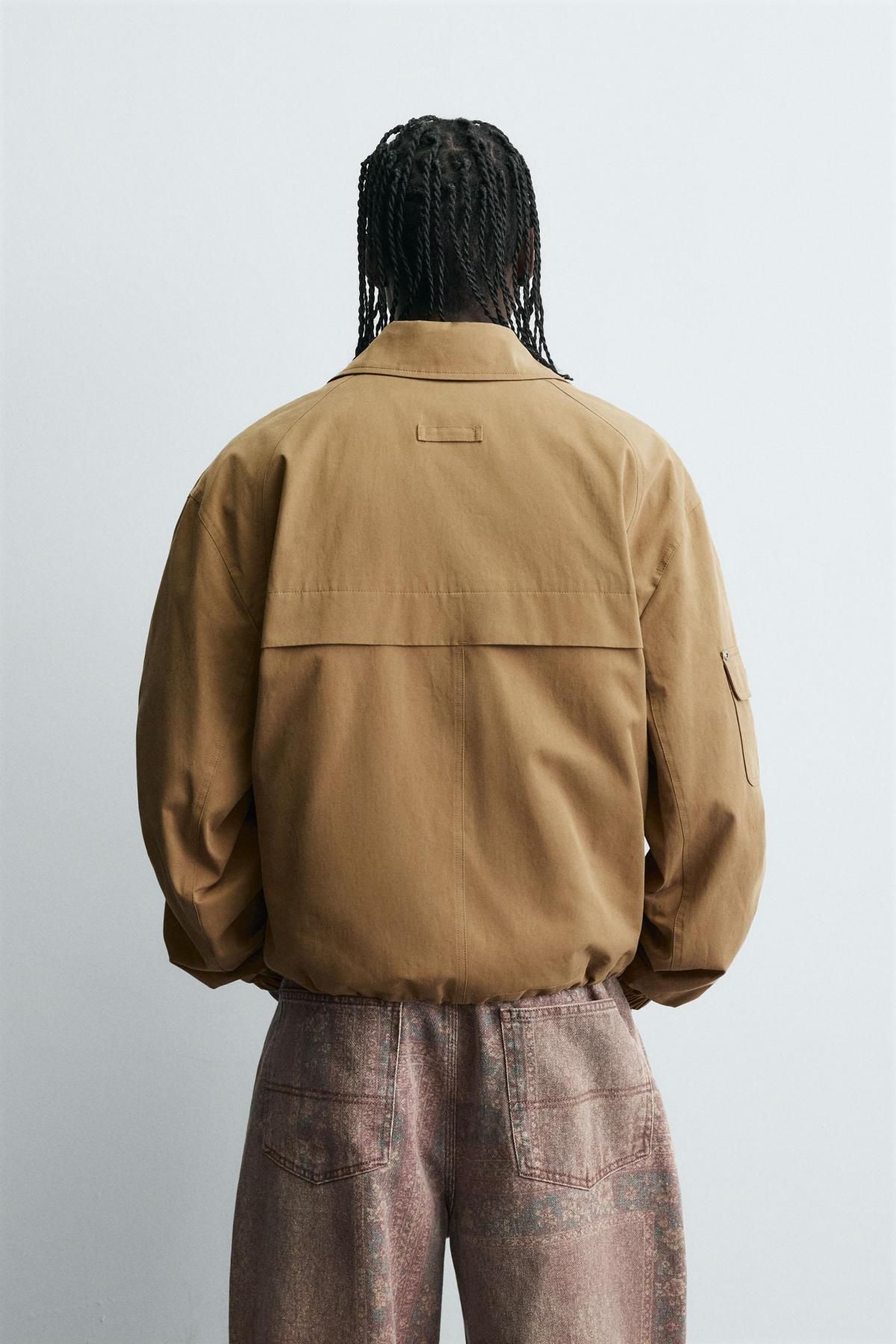 자라 테크니컬 코튼 박시핏 포켓 재킷 0155/410 BEIGE - 상세 이미지 4