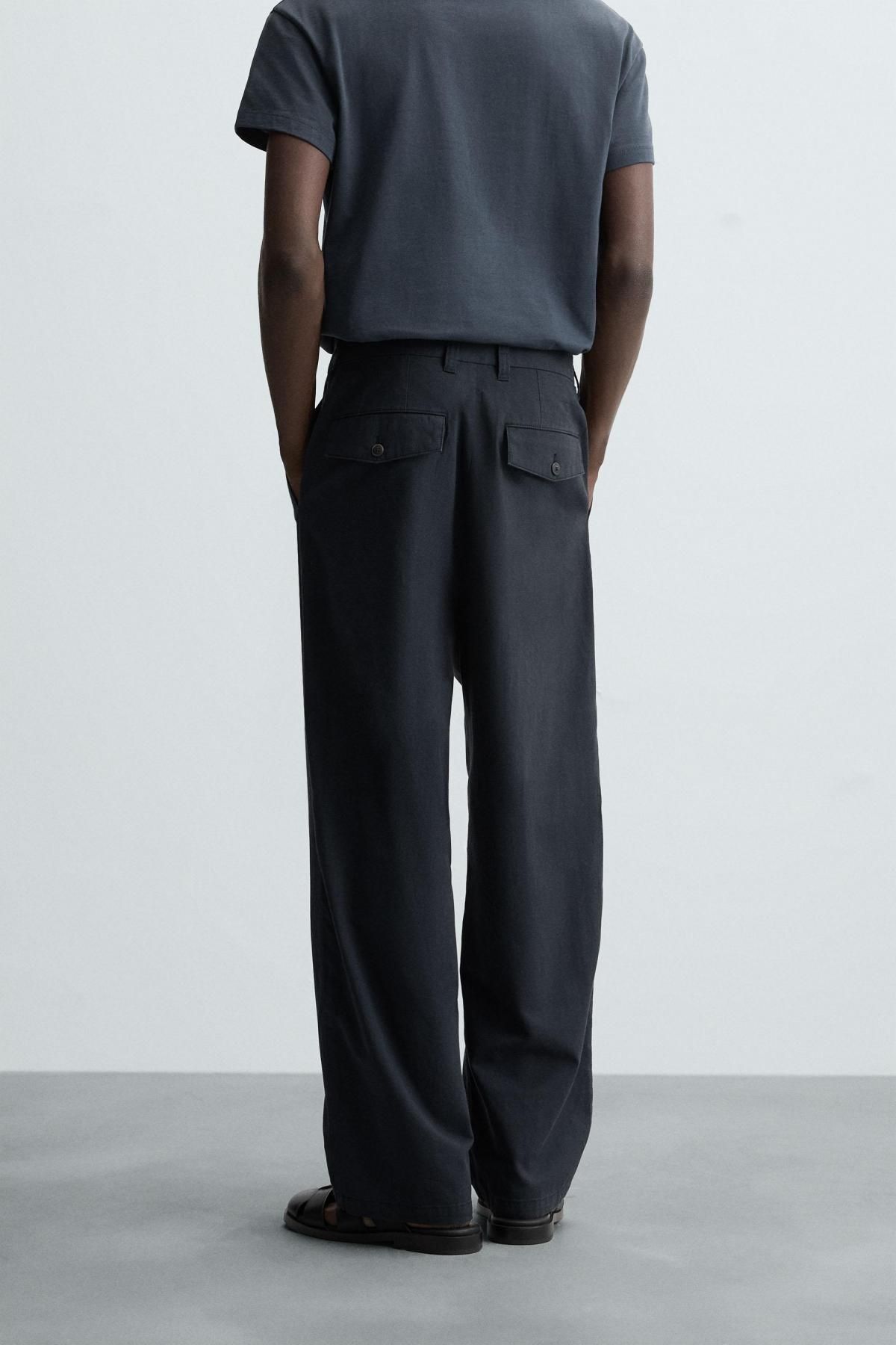 자라 테크니컬 레귤러핏 텍스처 슬랙스 팬츠 1063/313 NAVY BLUE - 상세 이미지 3