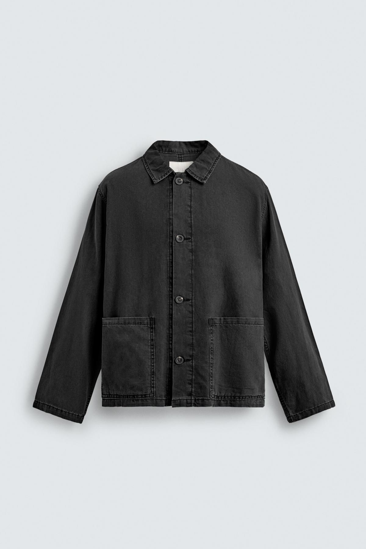 자라 워시드 코튼 리넨 오버핏 오버셔츠 8062/363 BLACK - 메인 이미지
