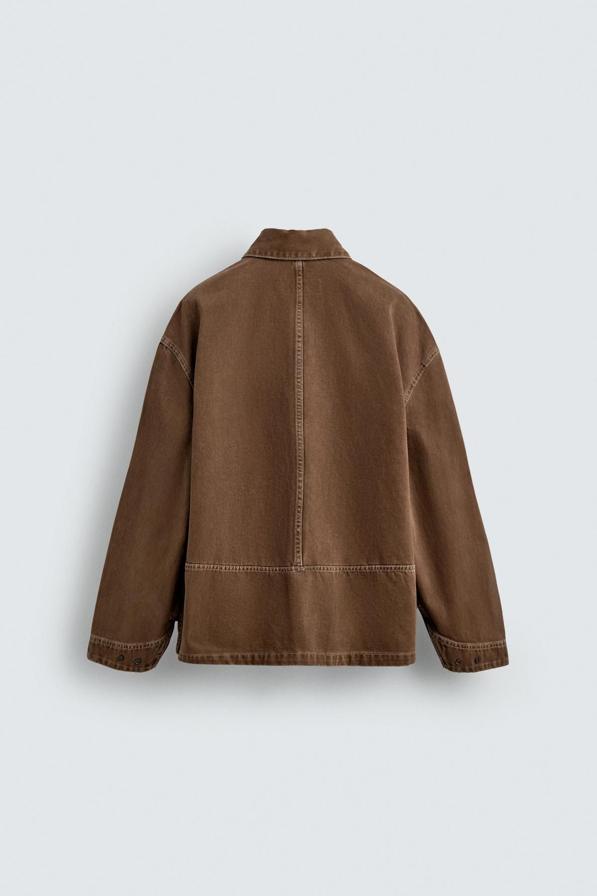 자라 코튼 포켓 브라운 워시드 스트럭처 오버셔츠 6987/302 LIGHT BROWN 이미지 8