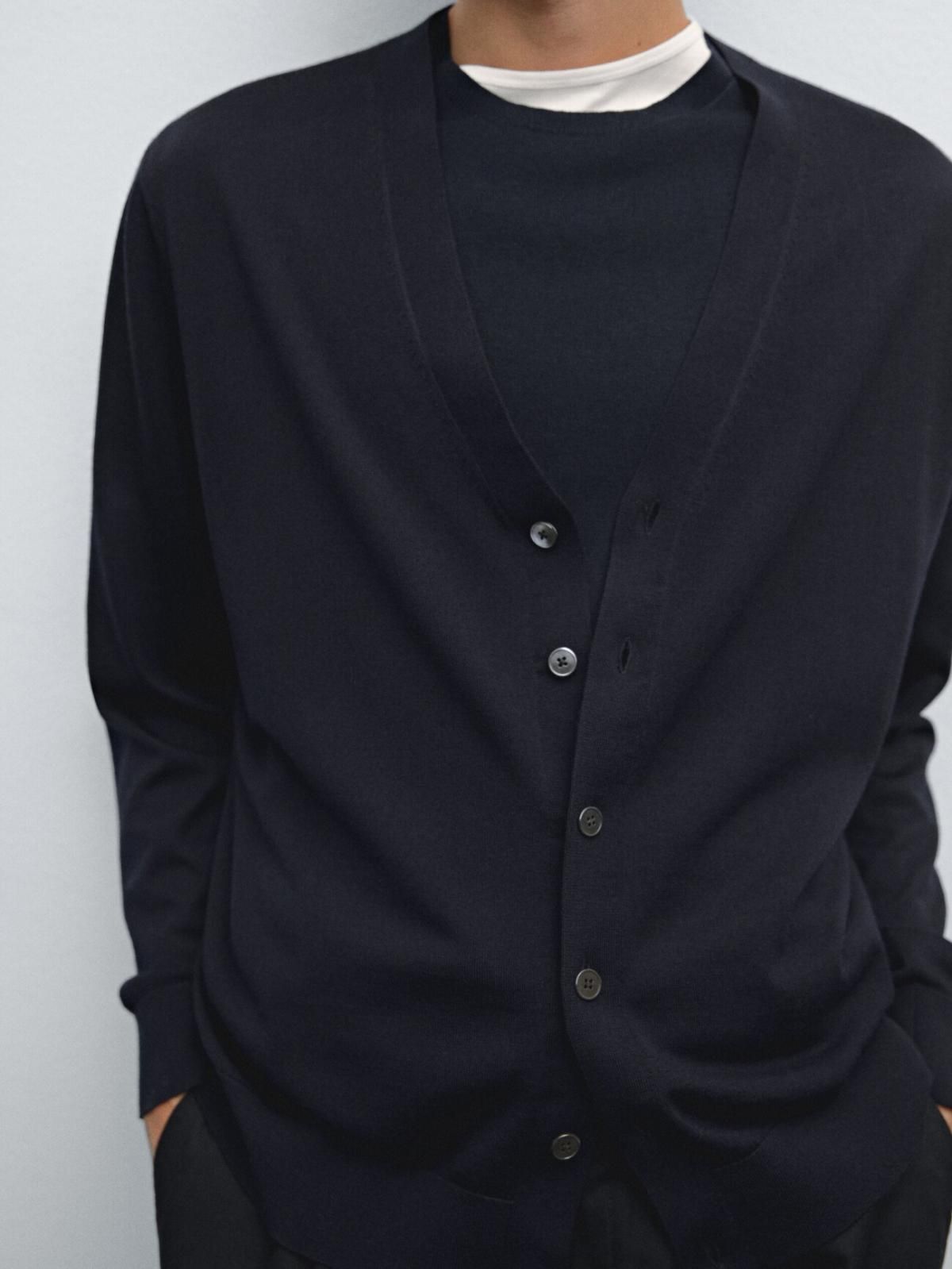 마시모두띠 프리미엄 100 메리노울 브이넥 니트 카디건 0938/210 NAVY BLUE - 상세 이미지 4